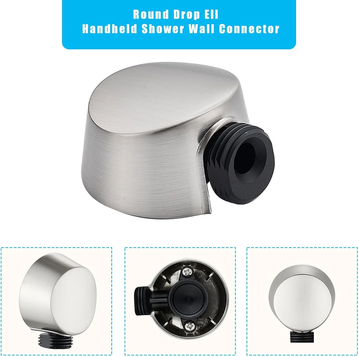 اتصال دیواری دوش دستی گرد مدل A725NL، سازگار با Moen، اتصال با IPS استاندارد 1/2 اینچ. نیکل پولیش شده