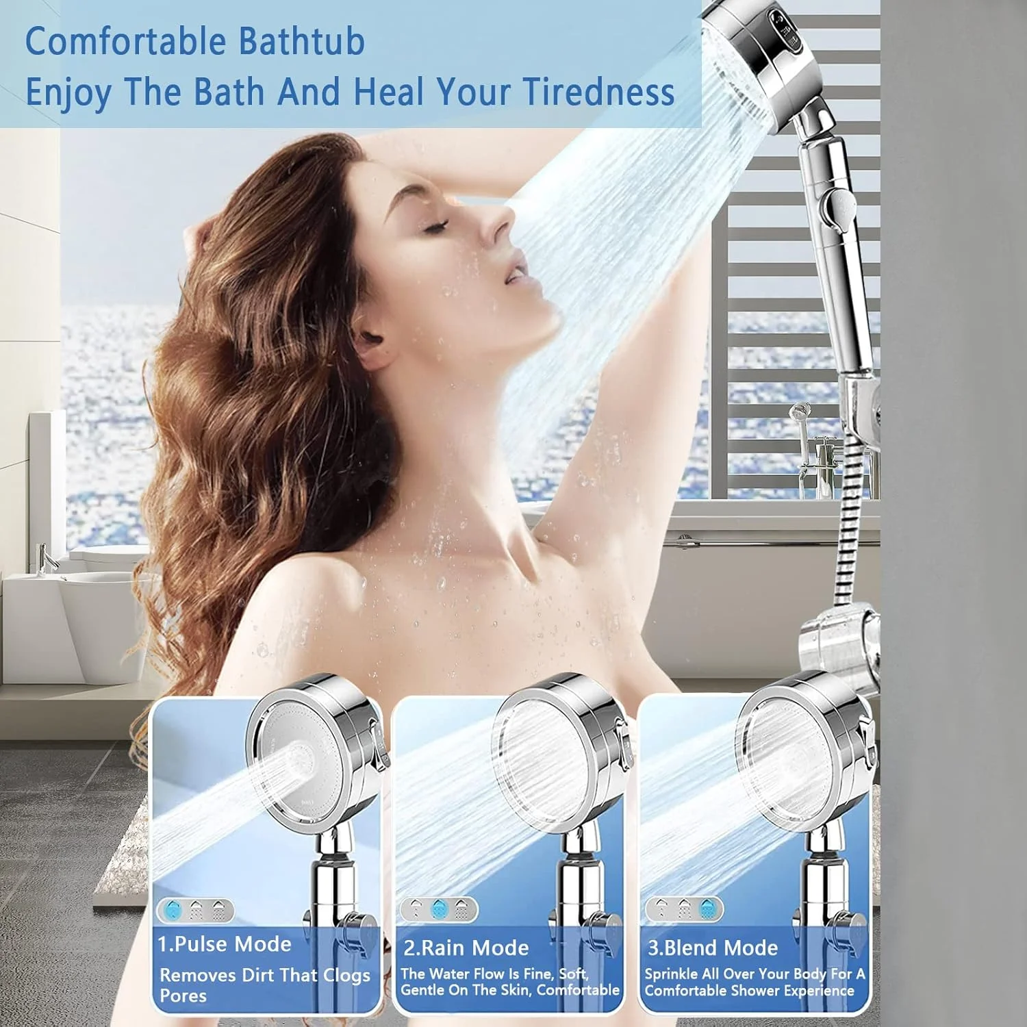 سردوش حمام Yearonan با سر دوشی دستی، سردوش های فیلتردار فشار قوی با 4 فیلتر PP، 3 حالت اسپری، سوئیچ یک دستی صرفه جویی در آب، اسپری دوش جداشدنی برای مو و پوست خشک