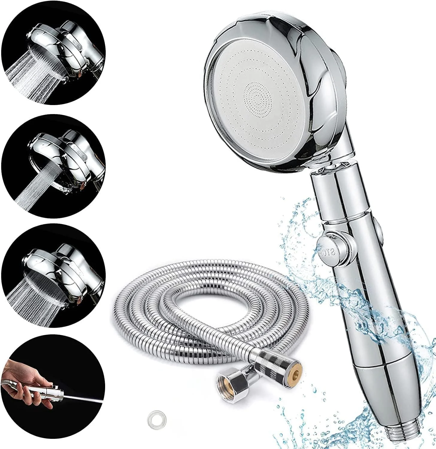 سردوش حمام YHRY، سردوش با فشار قوی، سردوشی دستی، ست سردوش و شلنگ 2 متری صرفه جویی در آب، طراحی 3 حالته، سردوش چرخشی 360 درجه، برای حمام