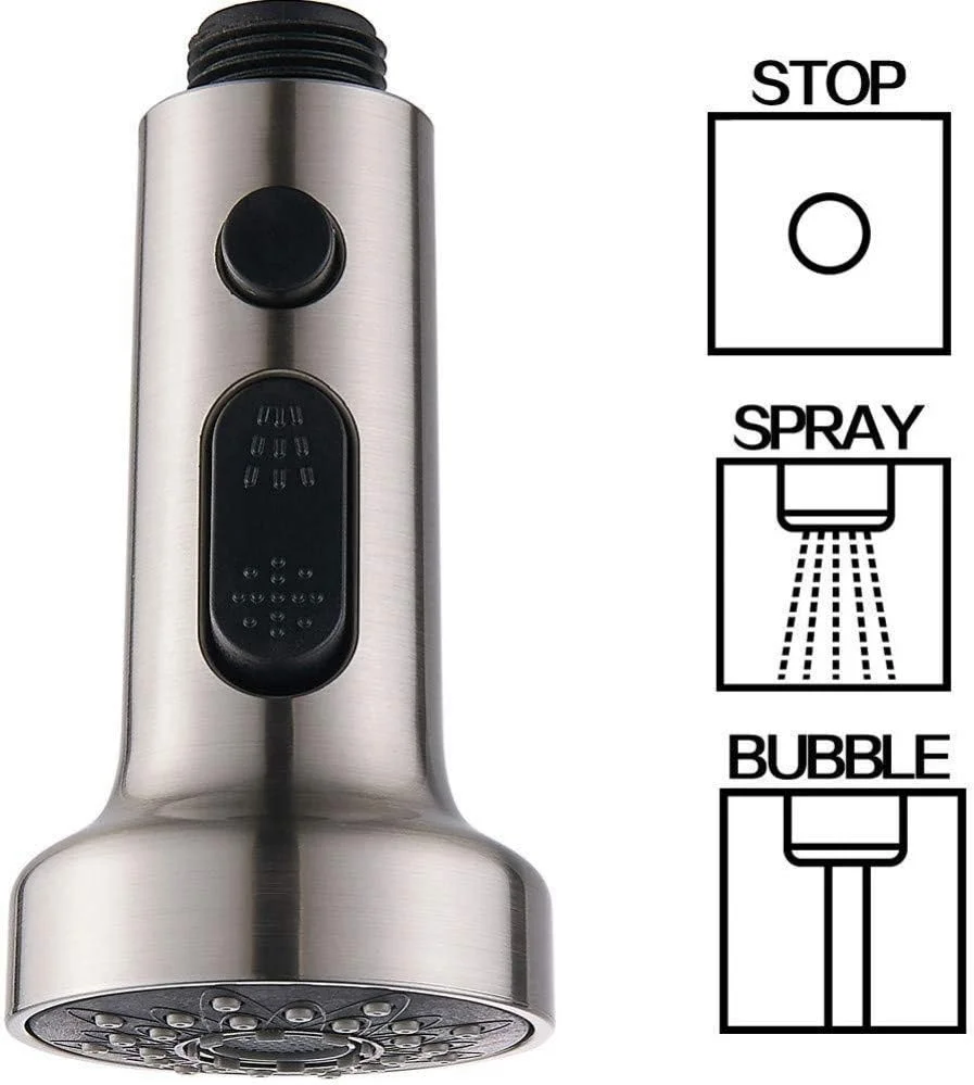 دوش دستی با سه عملکرد، لوازم جانبی شیرآلات قابل تعلیق برای کشیدن سر دوش، شیر آشپزخانه، حوضچه برای کشیدن نازل شیرآلات، سر دوش