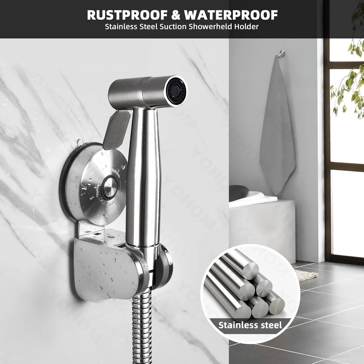 نگهدارنده سردوش یوهوم، پایه سردوش دستی با مکنده، نگهدارنده قابل تنظیم اسپری بیده، نگهدارنده دیواری میله سردوش برای کودک، استیل ضد زنگ برس خورده نگهدارنده سردوش یوهوم، پایه سردوش دستی با مکنده، نگهدارنده قابل تنظیم اسپری بیده، نگهدارنده دیواری میله سردوش برای کودک، استیل ضد زنگ برس خورده