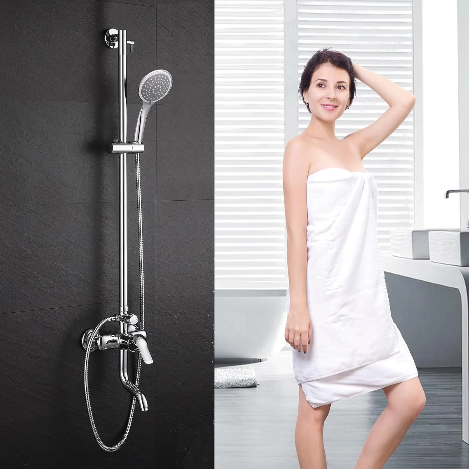 ست دوش دستی یومینز، دوش دستی فشار قوی، ست دوش دستی با جریان بالا به همراه شلنگ استیل 59 اینچی، روکش کروم ست دوش دستی یومینز، دوش دستی فشار قوی، ست دوش دستی با جریان بالا به همراه شلنگ استیل 59 اینچی، روکش کروم