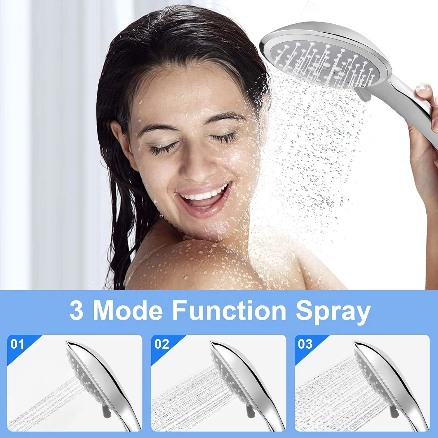 ست دوش دستی یومینز، دوش دستی فشار قوی، ست دوش دستی با جریان بالا به همراه شلنگ استیل 59 اینچی، روکش کروم ست دوش دستی یومینز، دوش دستی فشار قوی، ست دوش دستی با جریان بالا به همراه شلنگ استیل 59 اینچی، روکش کروم