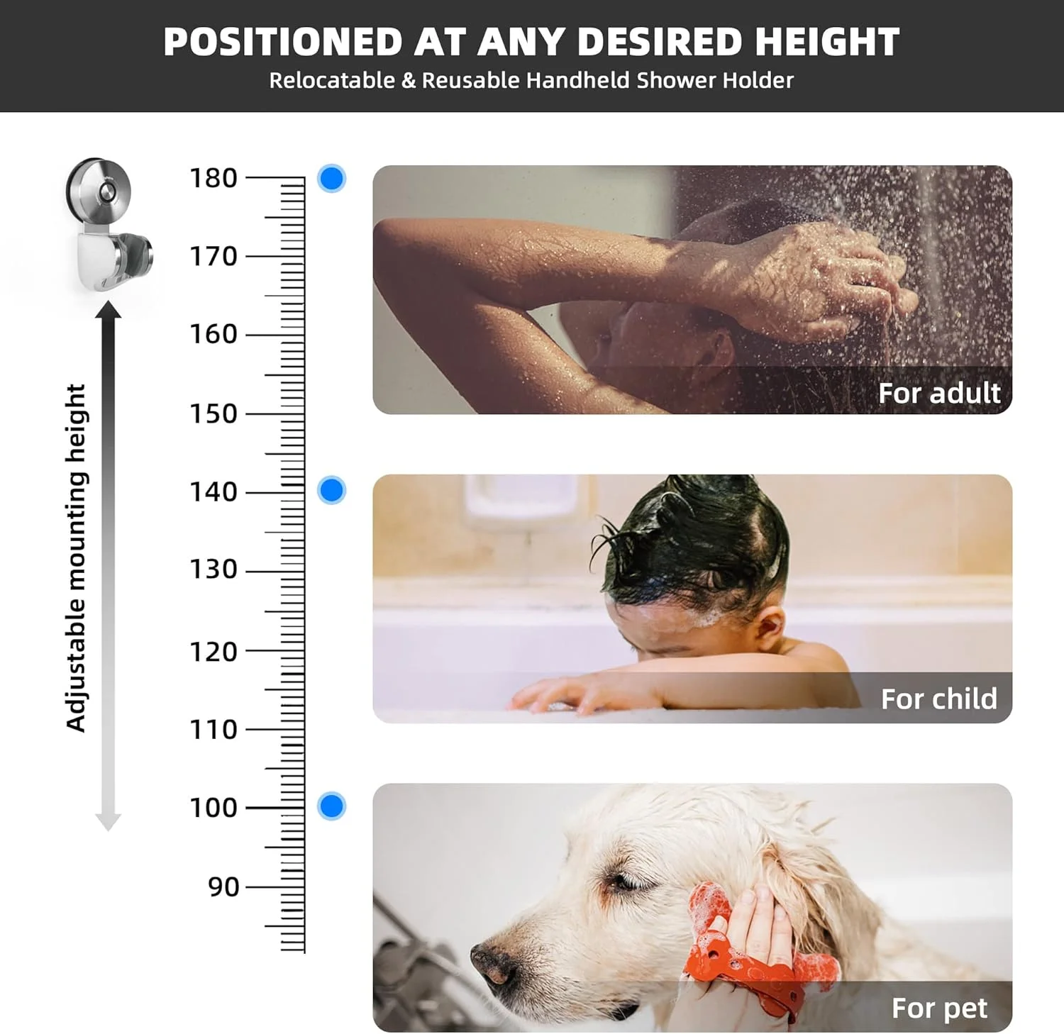 نگهدارنده سردوش یوهوم، پایه سردوش دستی با مکنده، نگهدارنده قابل تنظیم اسپری بیده، نگهدارنده دیواری میله سردوش برای کودک، استیل ضد زنگ برس خورده نگهدارنده سردوش یوهوم، پایه سردوش دستی با مکنده، نگهدارنده قابل تنظیم اسپری بیده، نگهدارنده دیواری میله سردوش برای کودک، استیل ضد زنگ برس خورده