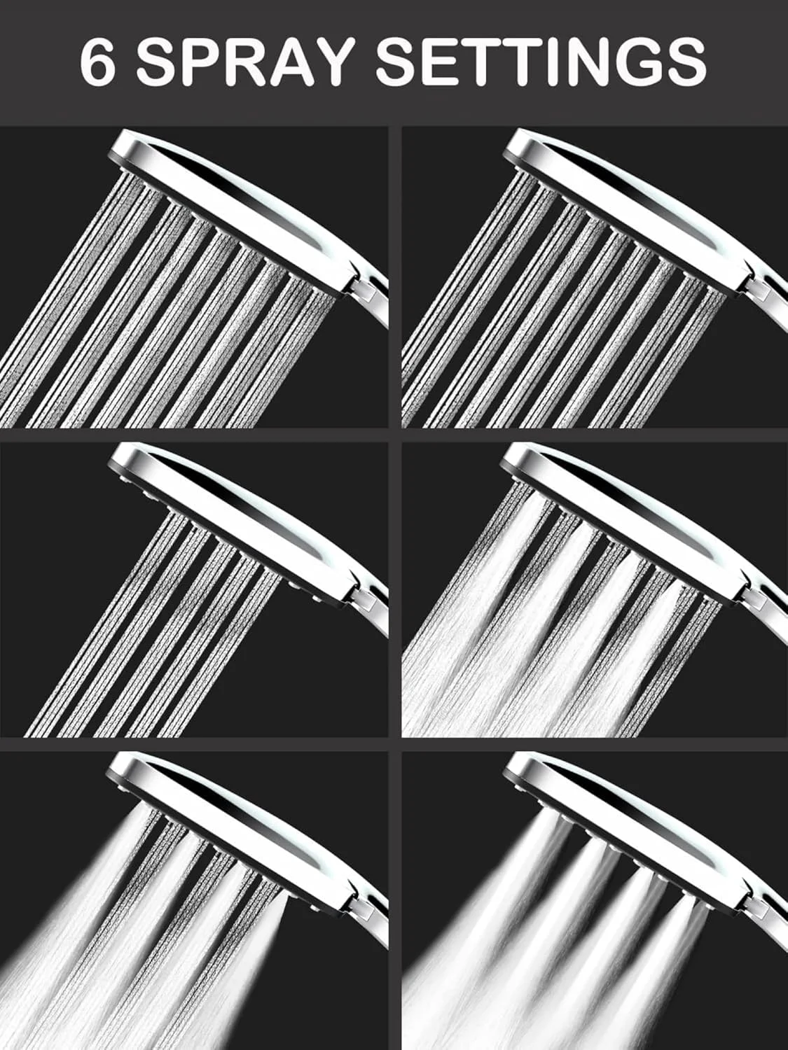 سردوش و شلنگ YQbest، سردوش های فشار قوی به همراه شلنگ 1.5 متری، صرفه جویی در آب، سردوش یونیورسال با 6 حالت اسپری و قدرت قابل تنظیم