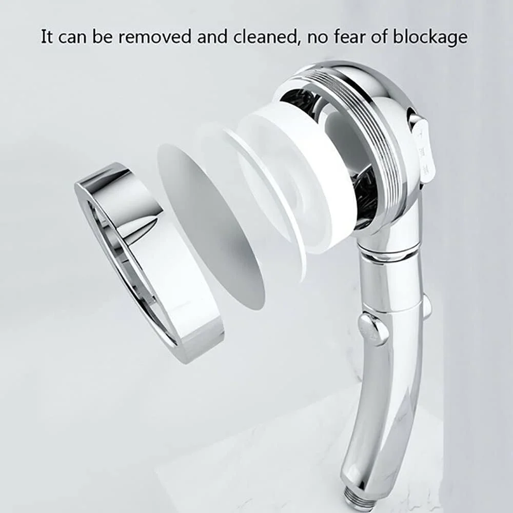 ست دوش دستی اگزوتیک ZAP، سر دوش جداشدنی با فشار بالا به همراه اسپری دستی و دکمه روشن/خاموش و 3 حالت اسپری، شلنگ 1.5 متری و پایه دیواری (کروم)