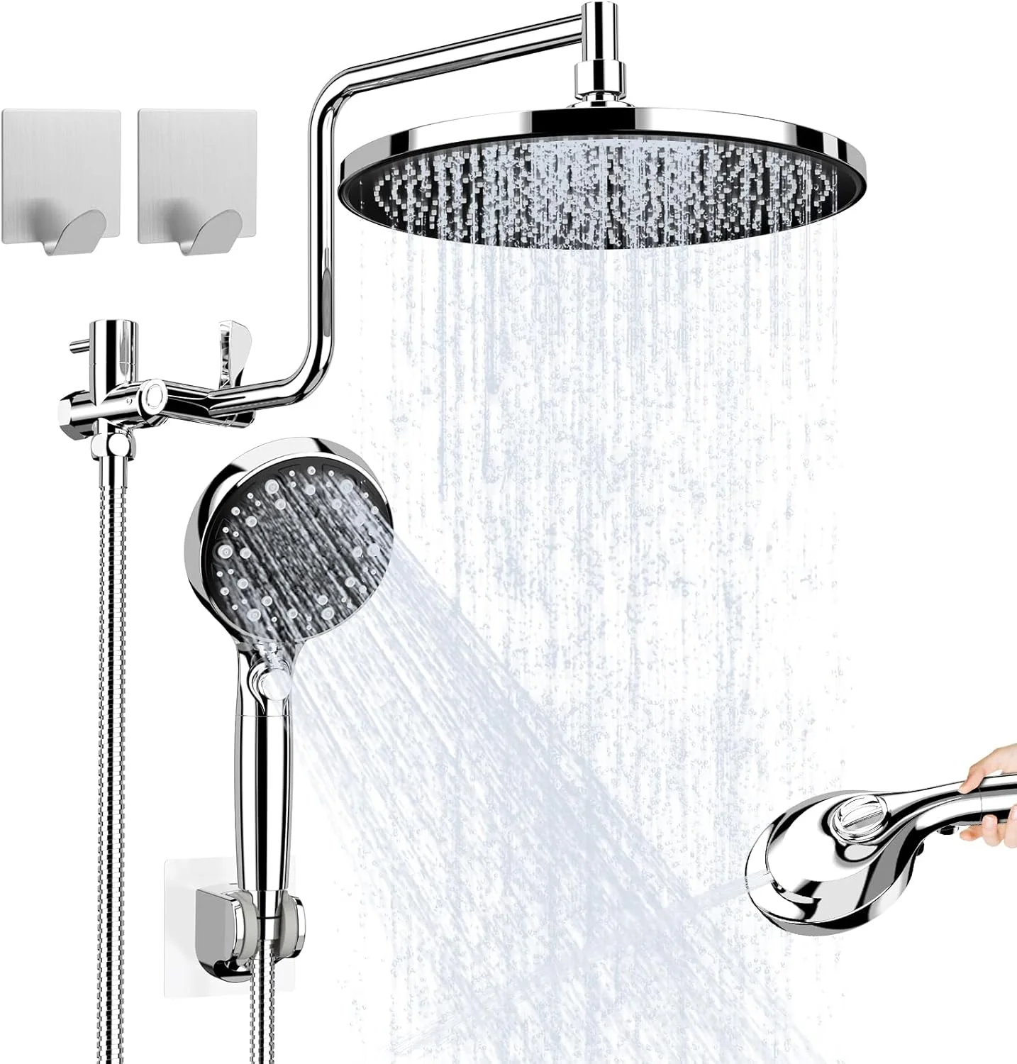 سردوش حمام ZEROFEEL با اسپری دستی، سردوش بارانی فیلتردار 10 اینچی با فشار قوی، سردوش بارانی مربعی با بازوی 12 اینچی و شلنگ 71 اینچی، 11 حالت، قابل تنظیم زاویه سردوش حمام ZEROFEEL با اسپری دستی، سردوش بارانی فیلتردار 10 اینچی با فشار قوی، سردوش بارانی مربعی با بازوی 12 اینچی و شلنگ 71 اینچی، 11 حالت، قابل تنظیم زاویه