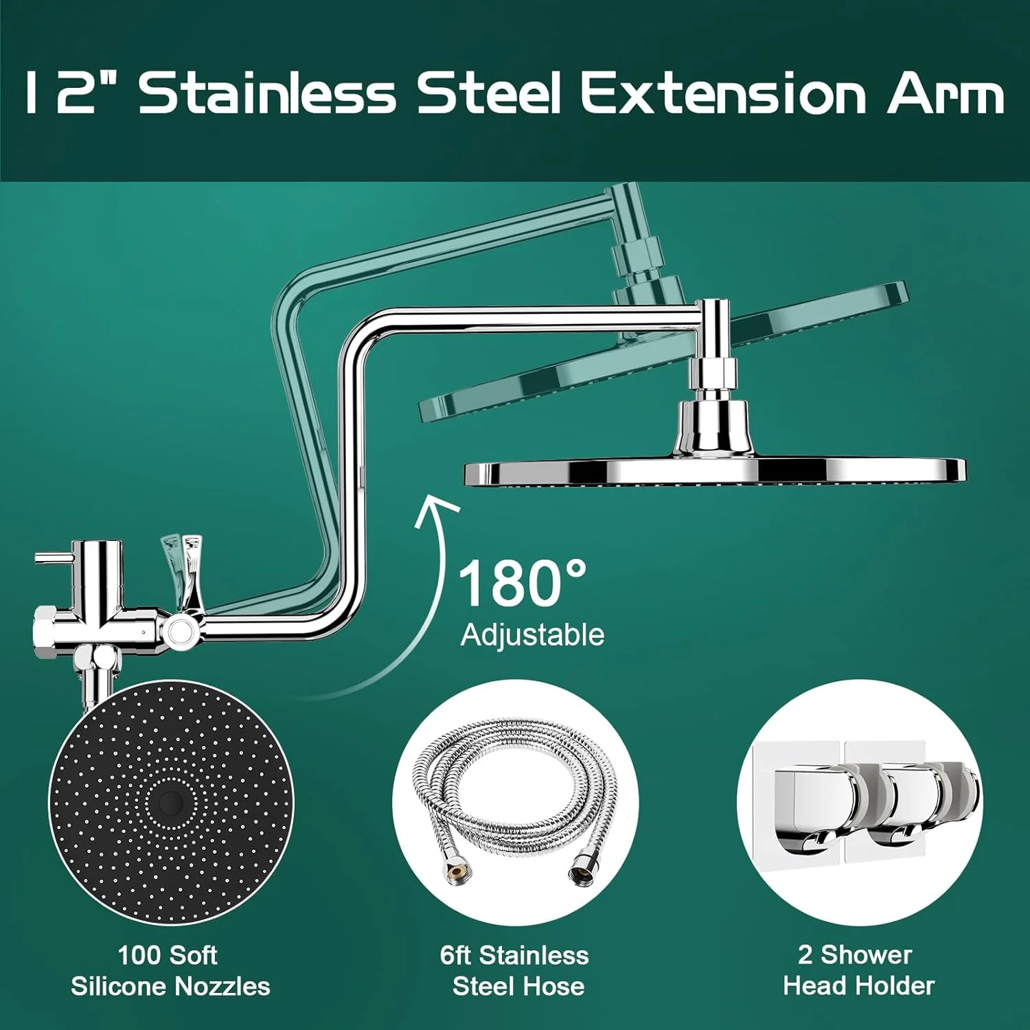 سردوش حمام ZEROFEEL با اسپری دستی، سردوش بارانی فیلتردار 10 اینچی فشار قوی، سردوش بارانی مربعی با بازوی اکستنشن 12 اینچی و شلنگ 71 اینچی، 11 حالت، قابل تنظیم زاویه سردوش حمام ZEROFEEL با اسپری دستی، سردوش بارانی فیلتردار 10 اینچی فشار قوی، سردوش بارانی مربعی با بازوی اکستنشن 12 اینچی و شلنگ 71 اینچی، 11 حالت، قابل تنظیم زاویه