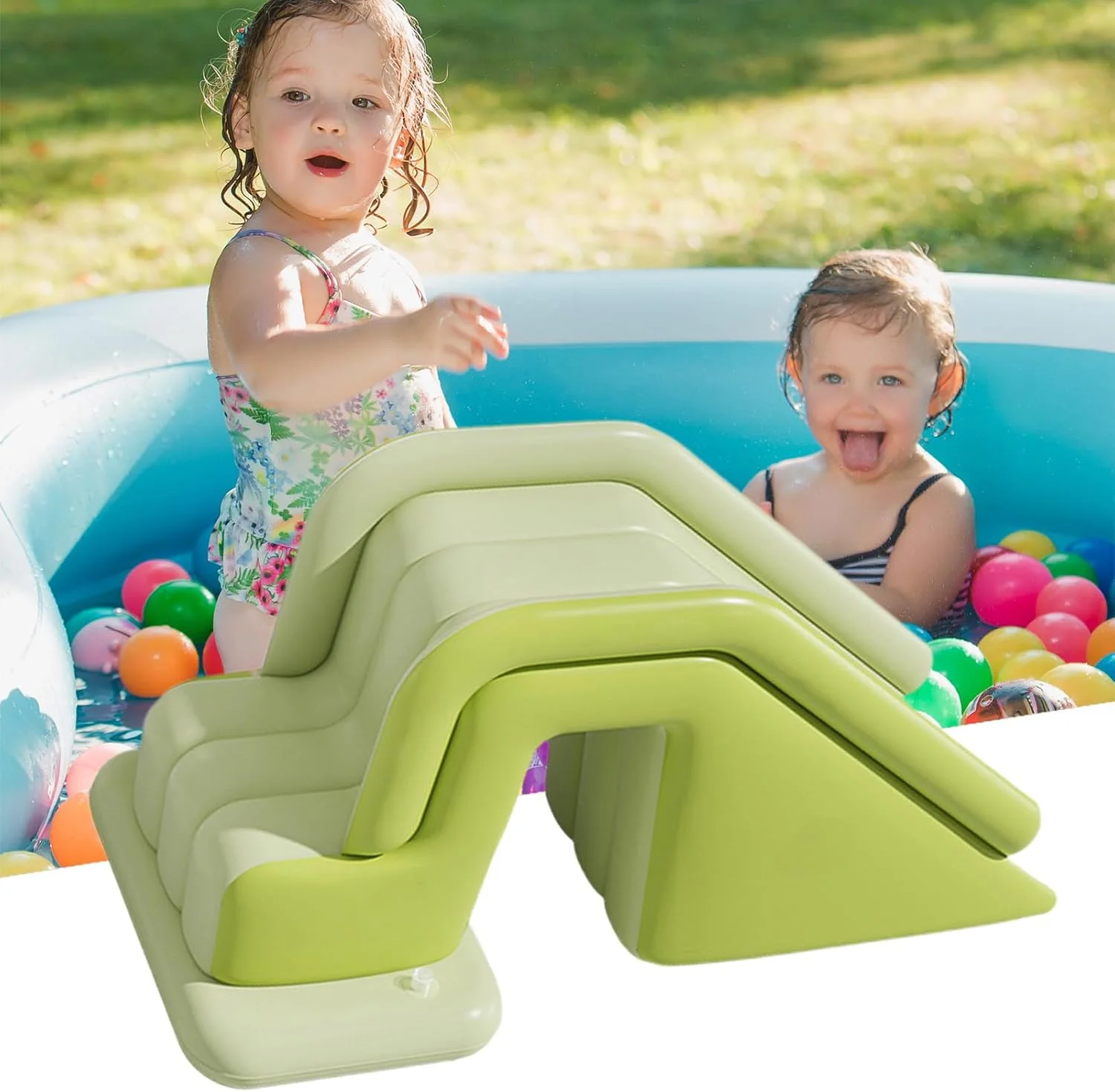 سرسره بادی تاشو استخر - سرسره بادی تاشو - سطح شیب دار ضد لغزش با نصب سریع برای تفریحات تابستانی پسران و دختران جوان، مهمانی ها، سفرهای کمپینگ و هتل