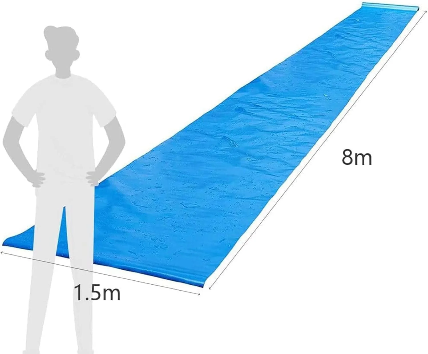 تشک سرسره غول پیکر، سرسره آبی چمن، سرسره لغزنده 1.5 متری در 8 متری، سرسره آبی کودکان با میخ های نگهدارنده، سرسره آبی غول پیکر پشتی با اسپری آب، اسباب بازی تابستانی، سرسره آبی پشتی