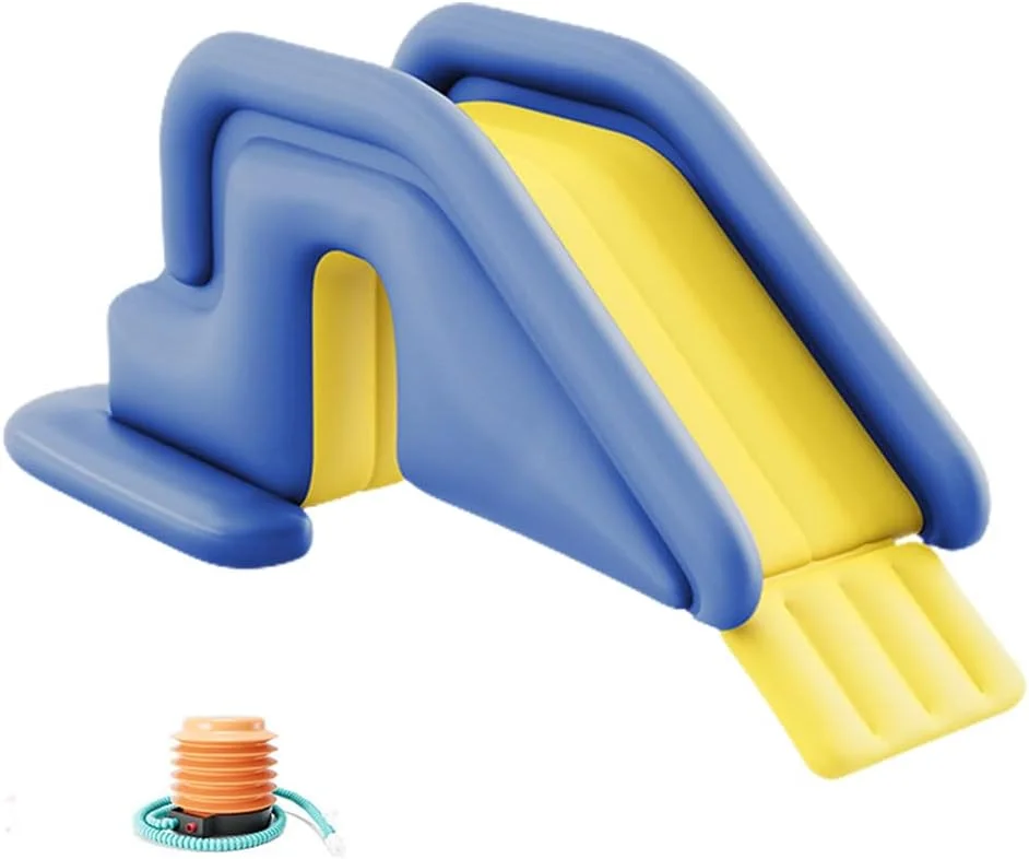 اسباب بازی های بادی استخر - سرسره آبی بادی با دیوار صخره نوردی | پارک تفریحی تابستانی جمع و جور در فضای باز برای کودکان | پارک آبی بزرگ برای سرگرمی ایمن کودکان (آبی)