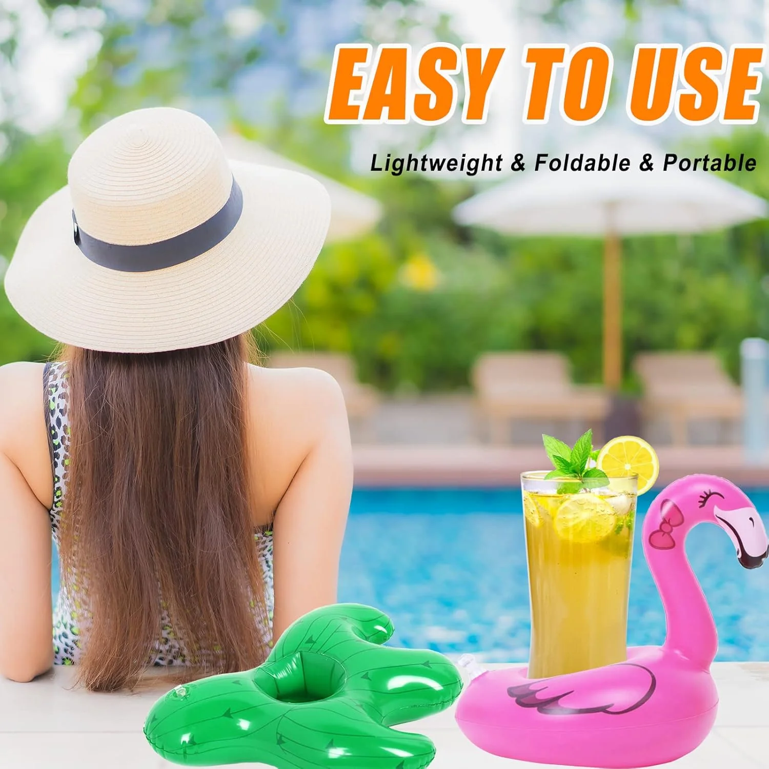 نگهدارنده بادی نوشیدنی LanMa، بسته 60 عددی، شناورهای نوشیدنی استخر به همراه پمپ، مناسب برای مهمانی استخر