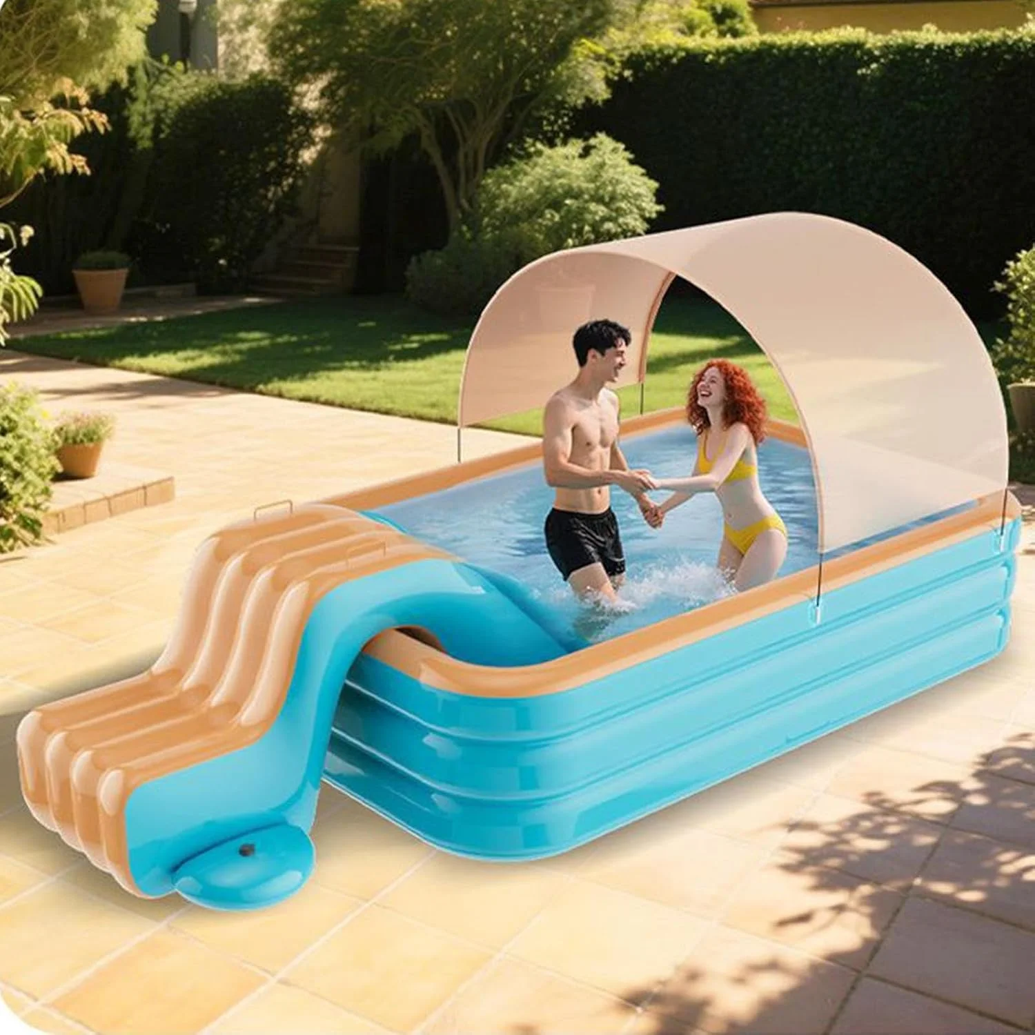 سرسره بادی استخر برای کودکان - سرسره بادی ارتقا یافته برای حیاط خلوت، اسباب بازی سرگرم کننده بازی آبی برای کودکان در حیاط، باغ، پاسیو، پارک، مرکز بازی