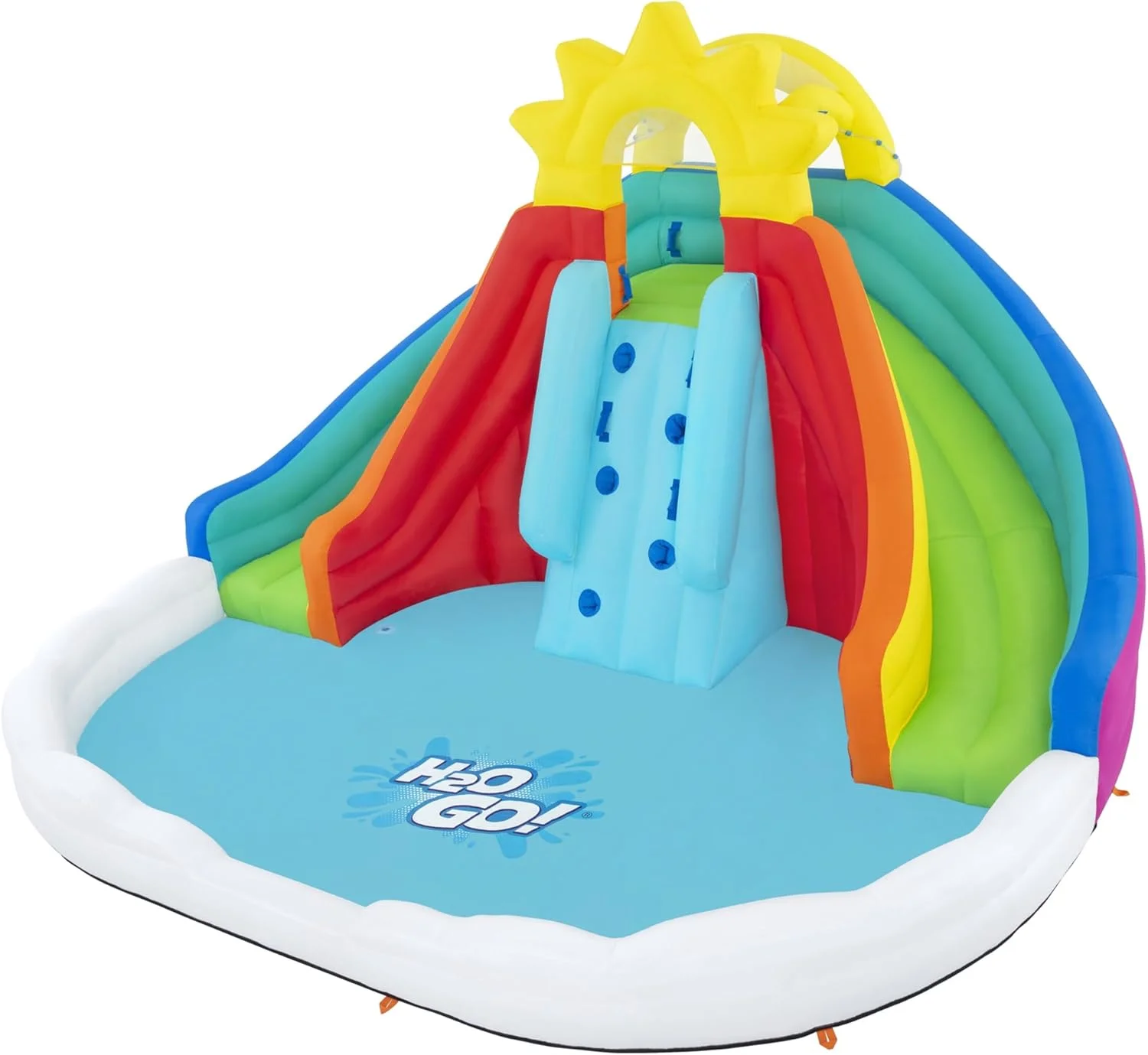 پارک آبی بزرگ H2OGO Let It Rain Mega با استخر بزرگ، آبپاش های داخلی | باد شدن آسان با دمنده همراه | اسباب بازی آبی بادوام، ایمن و سرگرم کننده