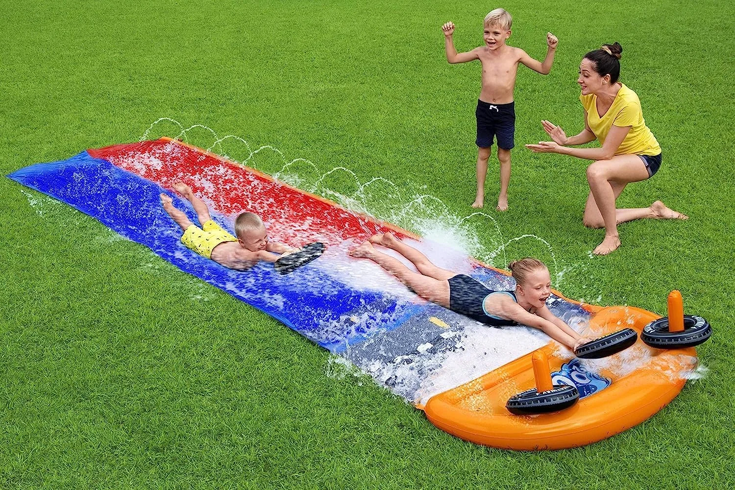 سرسره آبی سرعتی REBENUO مدل Splashy Speedway طول 488 سانتی متر - شناور بادی استخر. چند رنگ.