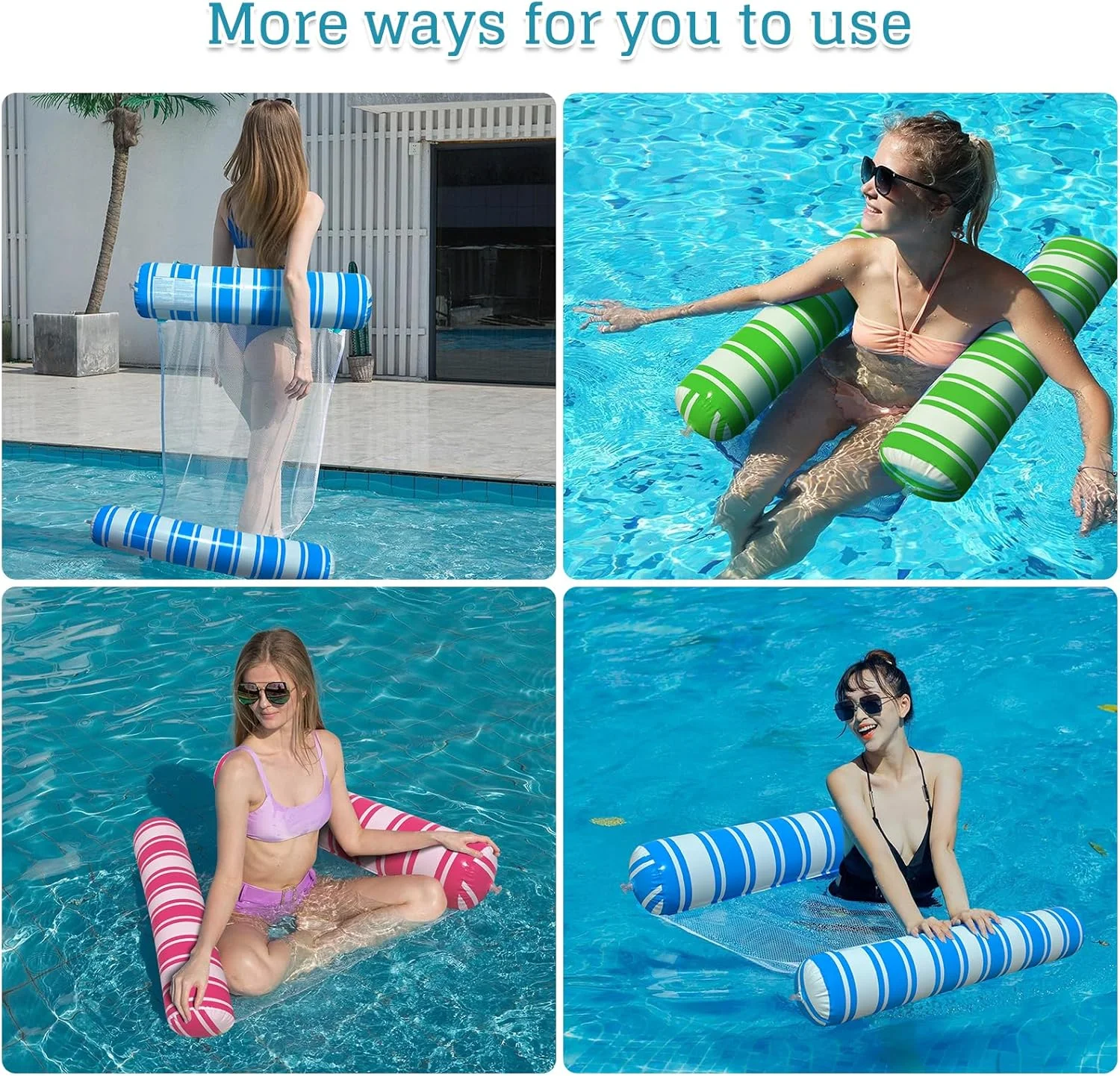 بسته 4 عددی شناور استخر، شناور بادی چند منظوره 4 در 1 به همراه پمپ، صندلی بادی استخر، شناور استخر برای بزرگسالان، استخر شنا، ساحل، صندلی استخر فضای باز، تخت آفتاب گیر آبی بسته 4 عددی شناور استخر، شناور بادی چند منظوره 4 در 1 به همراه پمپ، صندلی بادی استخر، شناور استخر برای بزرگسالان، استخر شنا، ساحل، صندلی استخر فضای باز، تخت آفتاب گیر آبی