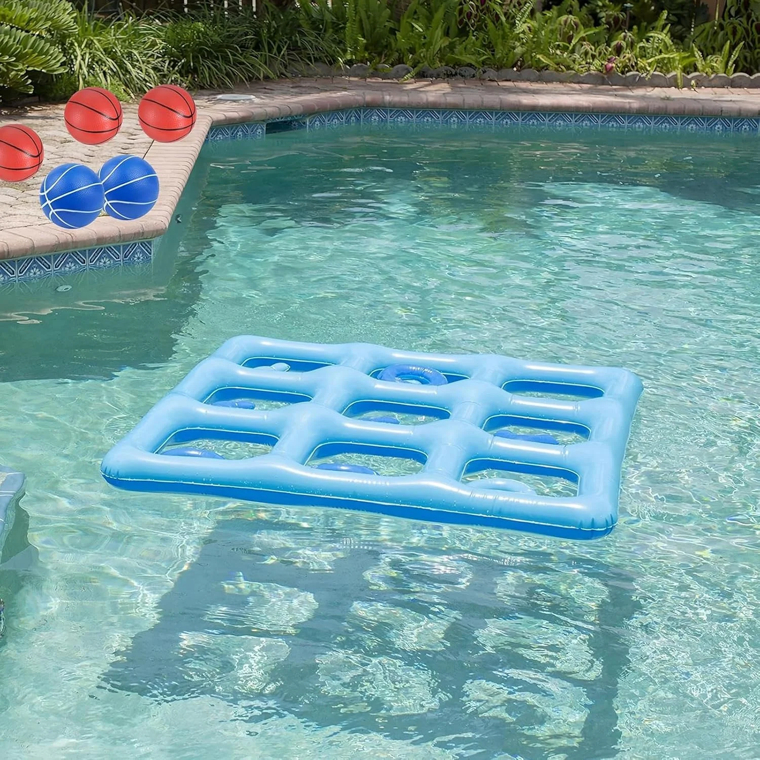 بازی های استخر | بازی پرتاب حلقه بادی استخر، اسباب بازی تعاملی ضد آب با 10 توپ برای بزرگسالان، کودکان، نوجوانان، شنا در فضای باز