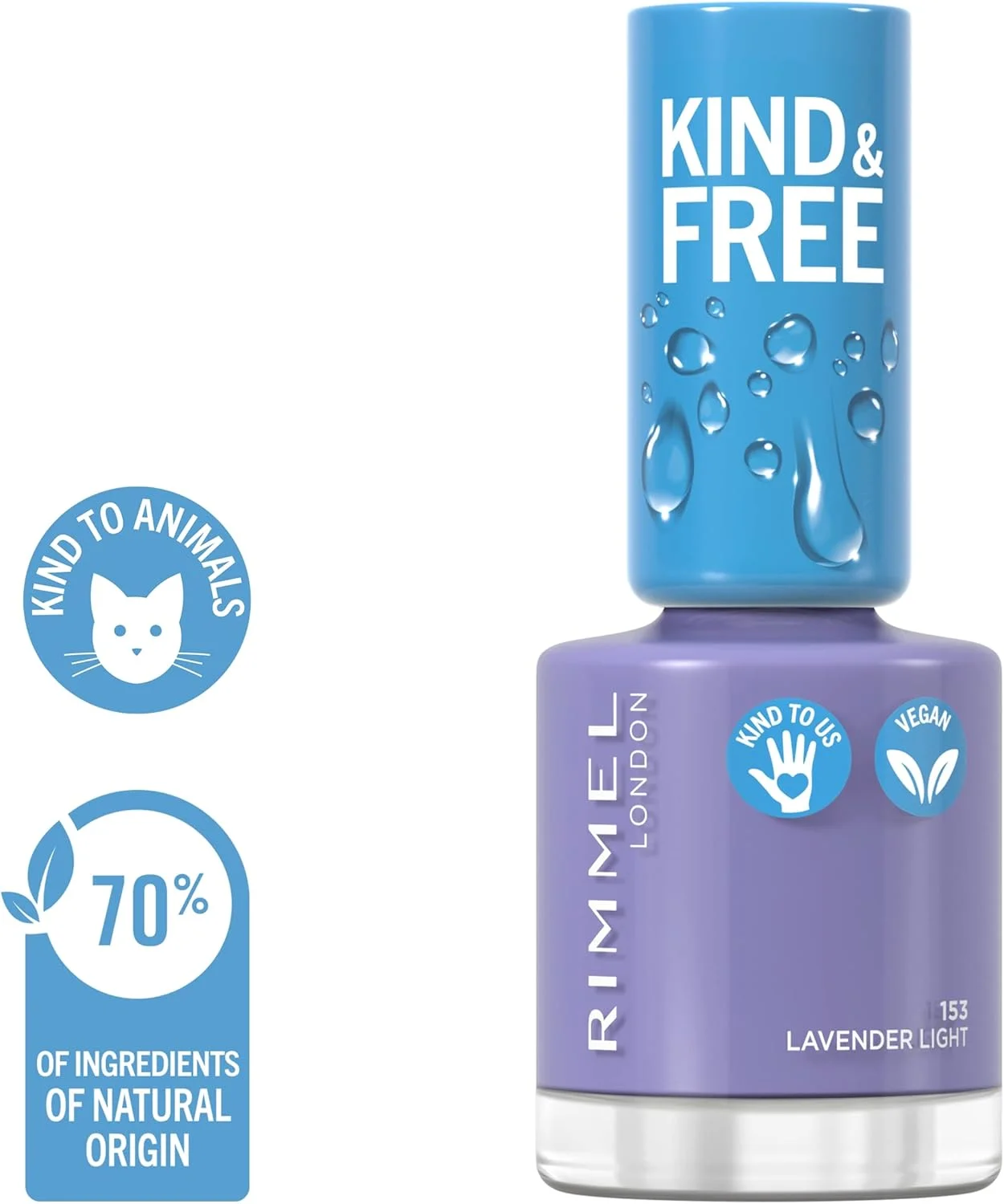 لاک ناخن پاک و ملایم Rimmel KIND & FREE - لایه رویی تنفس پذیر - فرمول گیاهی - بدون تست حیوانی و وگان - 8 میلی لیتر - سایه 153 Lavender Light لاک ناخن پاک و ملایم Rimmel KIND & FREE - لایه رویی تنفس پذیر - فرمول گیاهی - بدون تست حیوانی و وگان - 8 میلی لیتر - سایه 153 Lavender Light