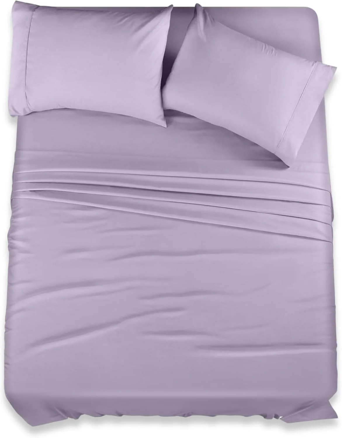 ست ملحفه 4 تکه لوکس OSBED شامل 2 روبالشی، 1 ملحفه تخت و 1 ملحفه کش دار | ست روتختی با کیفیت عالی و مقاوم در برابر رنگ رفتگی از جنس پارچه 100% پنبه مناسب برای اتاق خواب و هتل ها (اسطوخودوس، یک نفره)