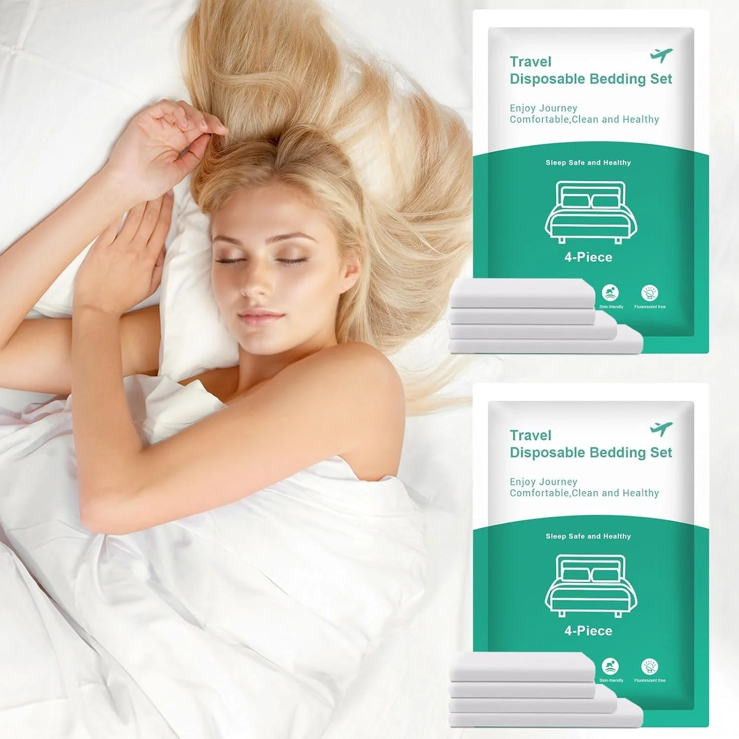 ست ملحفه یکبار مصرف مسافرتی 2 عددی - سایز کوئین به همراه روکش لحاف و روبالشتی، ملحفه بهداشتی و مناسب برای هتل ها، سفرهای دریایی و ملزومات سفر