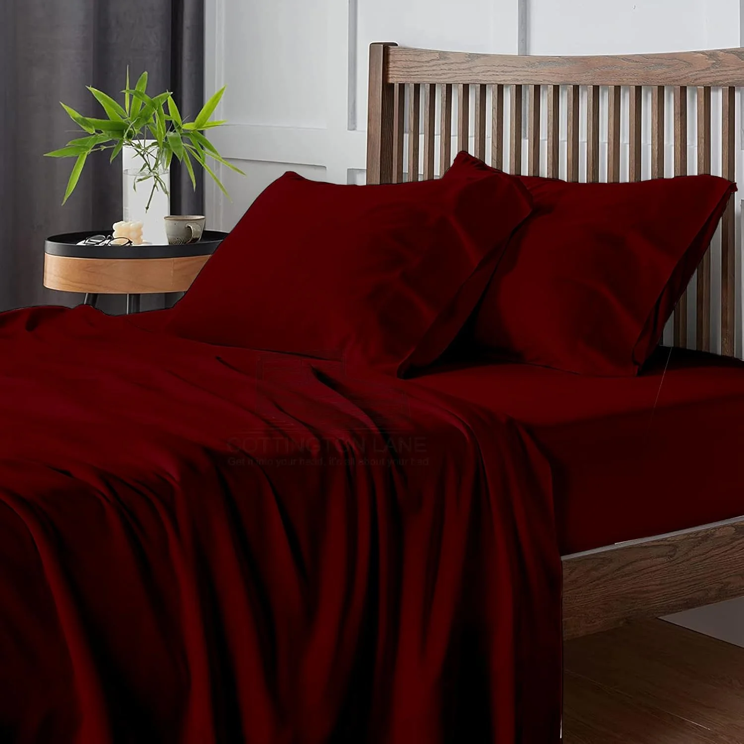 ست ملحفه سایز المپیک کویین - ملحفه های لوکس هتلی - ملحفه های نخی با تراکم 400 - ملحفه کش دار با عمق 16 اینچ - ست ملحفه سوپر کویین 66x80 - ملحفه المپیک کویین زرشکی برای تخت