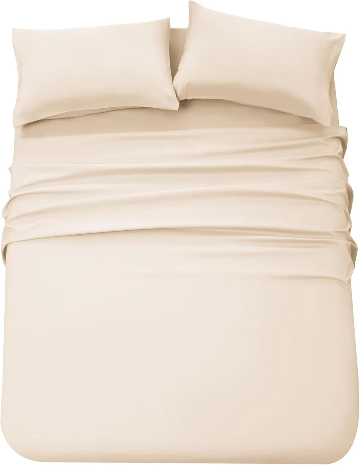 ست ملحفه تخت خواب سوپر کینگ پاناکس - ست ملحفه 4 تکه - میکروفیبر برس خورده و مقاوم در برابر رنگ پریدگی - مراقبت آسان (بژ، سوپر کینگ)