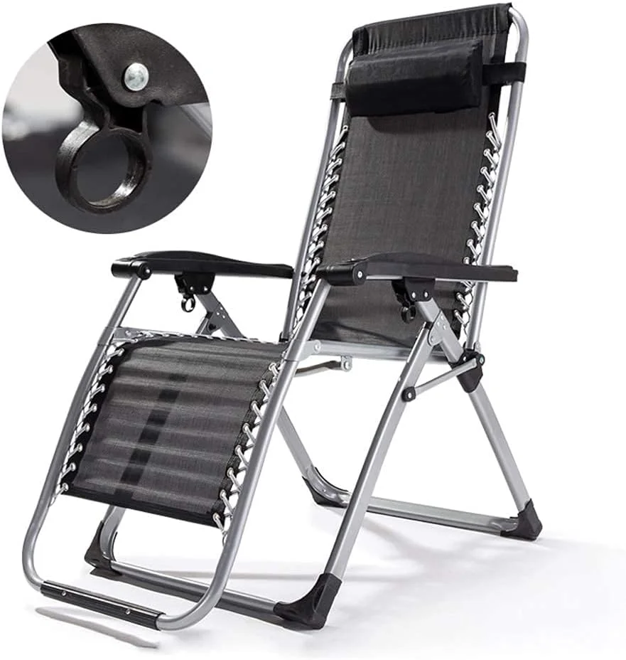 صندلی آفتابگیر تاشو با قابلیت تنظیم حالت خوابیده و نشسته، رنگ مشکی