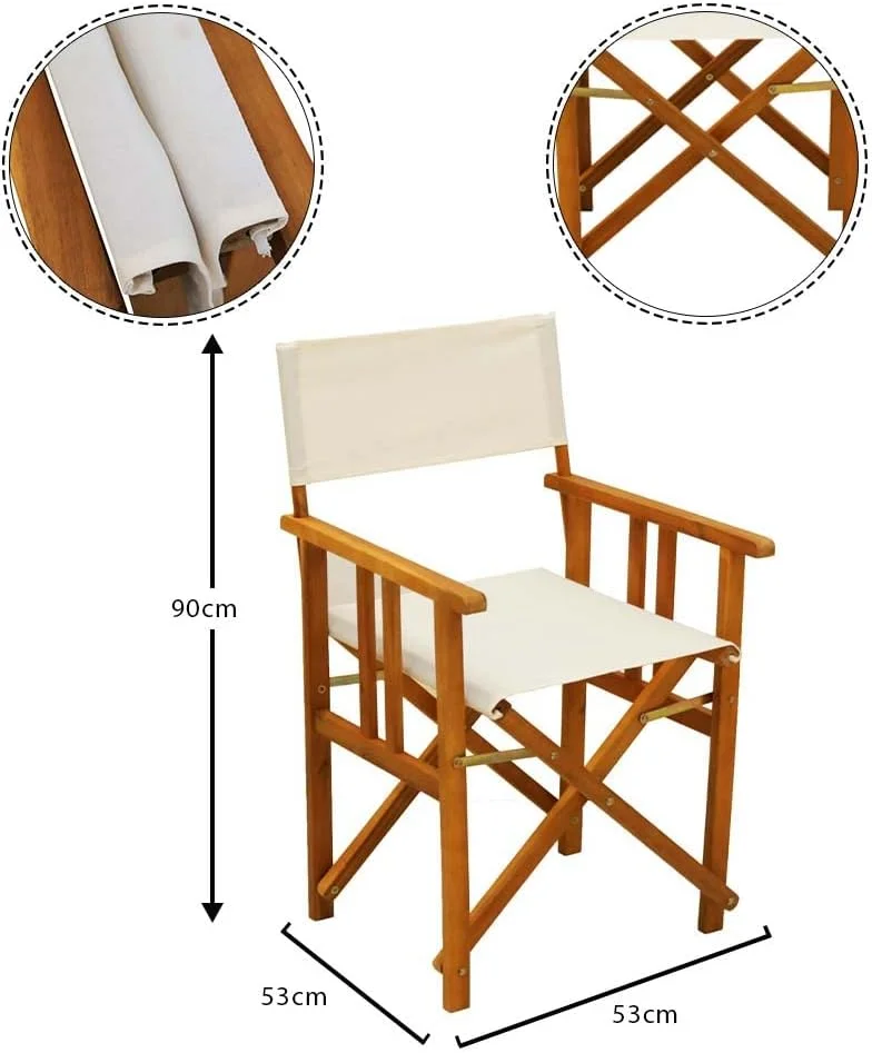 صندلی کارگردانی چوبی آکاسیا جامد YAHOME مناسب فضای باز - صندلی آفتابگیر قابل تنظیم مقاوم در برابر آب و هوا برای مبلمان باغ کنار استخر - صندلی ساحلی آرامش بخش