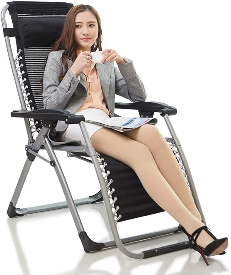 صندلی آفتابگیر تاشو با قابلیت تنظیم حالت خوابیده و نشسته، رنگ مشکی