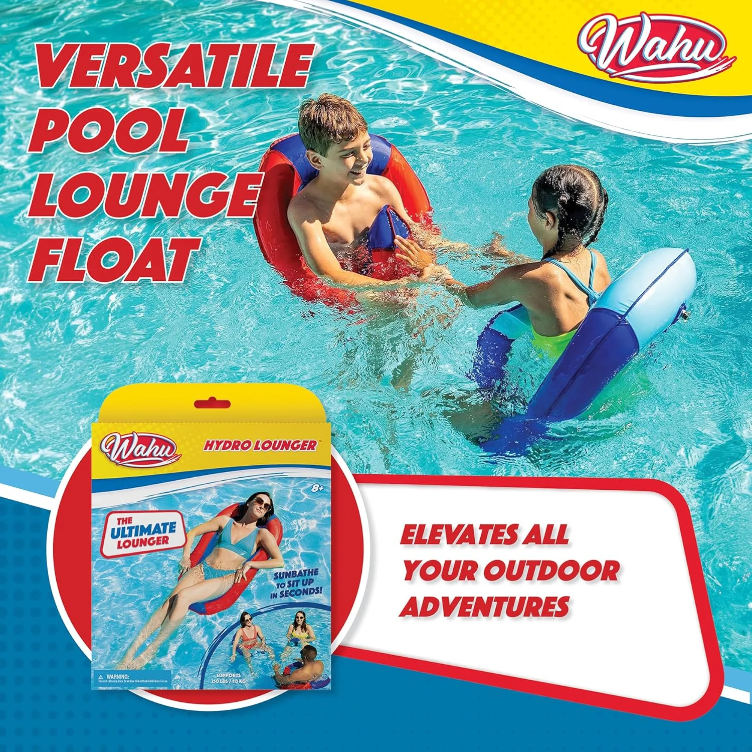 تخت شناور آبی WAHU، قرمز/آبی - شناور استخری چند منظوره
