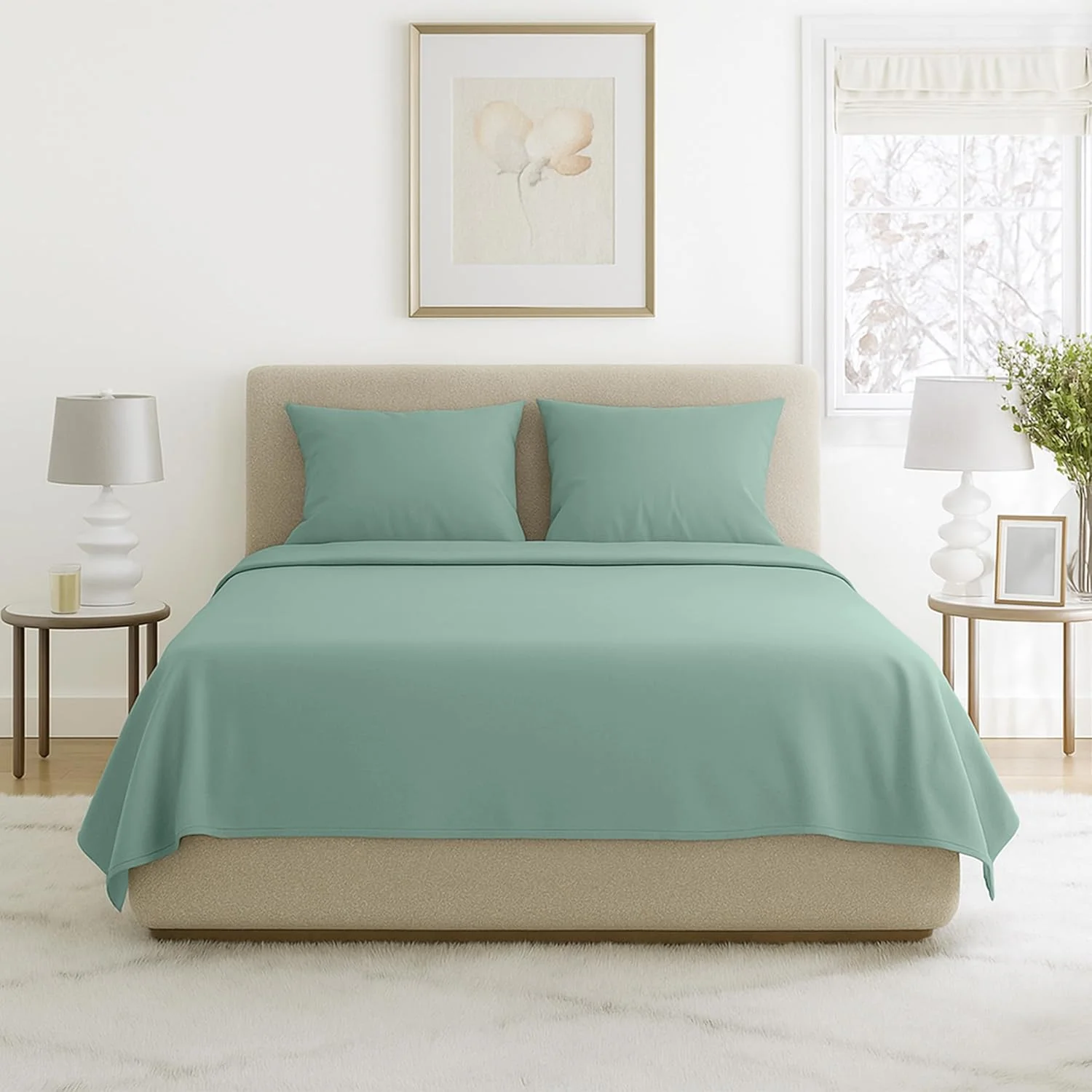 ملحفه های تخت خواب میکروفایبر نرم و لطیف لاوش هوم، ست ۴ تکه، سایز کوئین، رنگ سبز مریم گلی ملحفه های تخت خواب میکروفایبر نرم و لطیف لاوش هوم، ست ۴ تکه، سایز کوئین، رنگ سبز مریم گلی