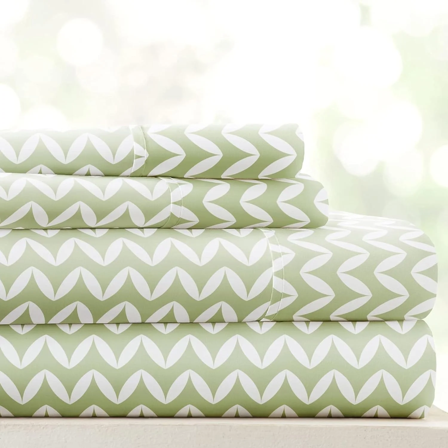 ست ملحفه 4 تکه کتان مارکت مناسب تختخواب دونفره (طرح شورون سبز) - با این ملحفههای فوقالعاده نرم و خنک برای تخت دونفره خود، بهتر از همیشه بخوابید - مناسب تشک با عمق 16 اینچ ست ملحفه 4 تکه کتان مارکت مناسب تختخواب دونفره (طرح شورون سبز) - با این ملحفههای فوقالعاده نرم و خنک برای تخت دونفره خود، بهتر از همیشه بخوابید - مناسب تشک با عمق 16 اینچ