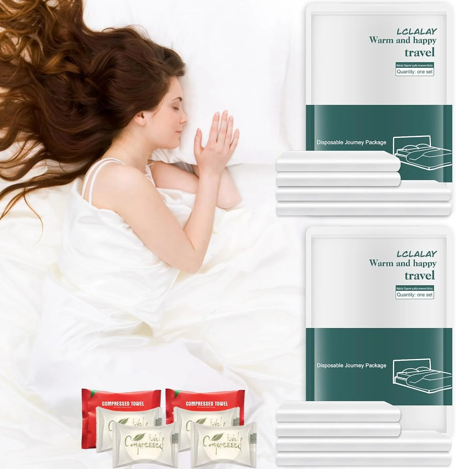 ملحفه یکبار مصرف LCLALAY برای مسافرت، ست ملحفه مسافرتی سایز کینگ 14 در 1 برای هتل، ست روتختی قابل حمل شامل 2 ملحفه، 2 روکش لحاف، 4 روبالشتی، 4 حوله صورت و 2 حوله حمام ملحفه یکبار مصرف LCLALAY برای مسافرت، ست ملحفه مسافرتی سایز کینگ 14 در 1 برای هتل، ست روتختی قابل حمل شامل 2 ملحفه، 2 روکش لحاف، 4 روبالشتی، 4 حوله صورت و 2 حوله حمام