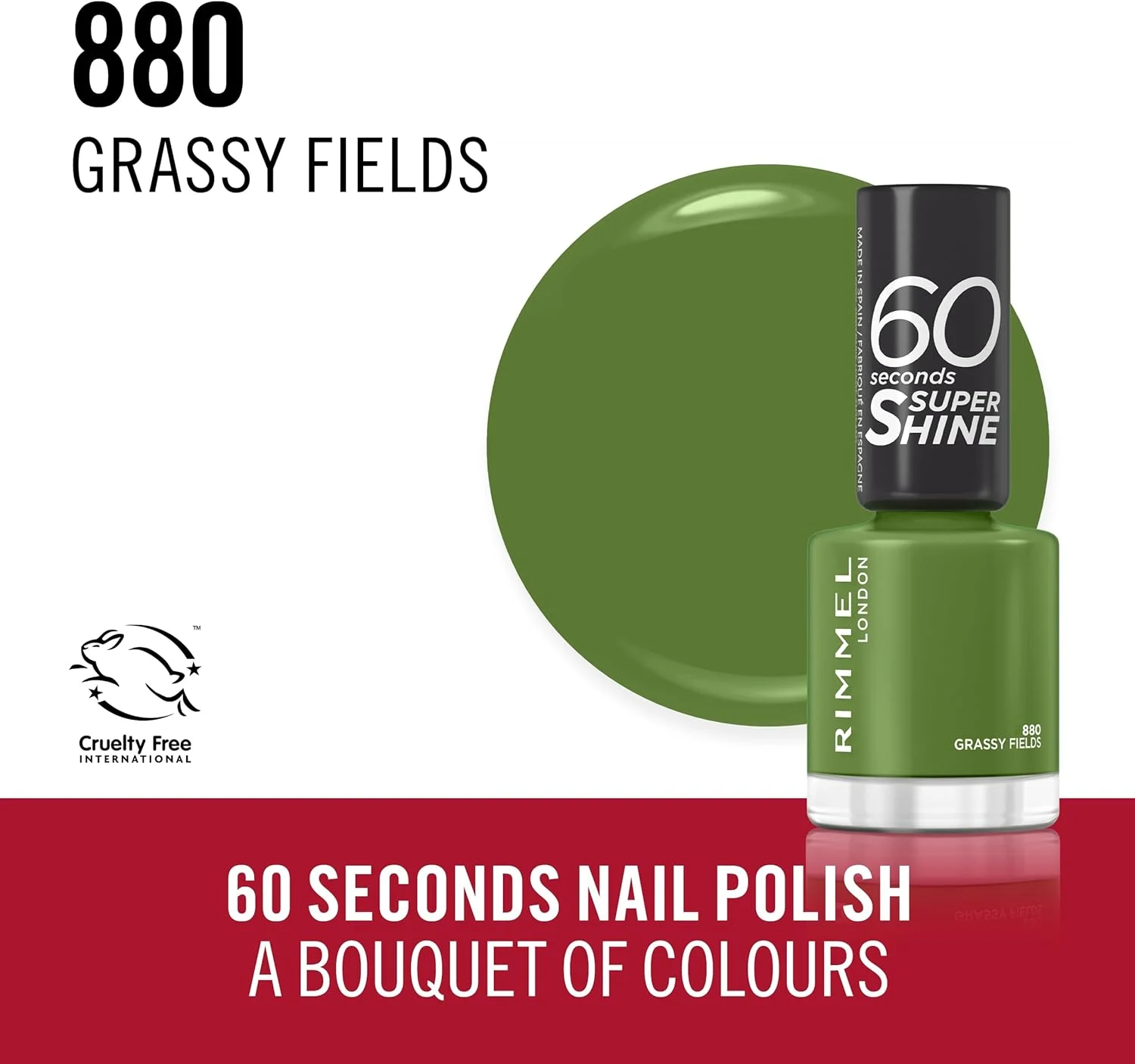 لاک ناخن سوپر شاین 60 ثانیه ای ریمل لاندن - خشک شدن سریع - مقاوم در برابر لب پر شدن و محو شدن، ماندگاری تا 10 روز - استفاده دقیق در یک حرکت - 880 Grassy Fields، 8 میلی لیتر لاک ناخن سوپر شاین 60 ثانیه ای ریمل لاندن - خشک شدن سریع - مقاوم در برابر لب پر شدن و محو شدن، ماندگاری تا 10 روز - استفاده دقیق در یک حرکت - 880 Grassy Fields، 8 میلی لیتر