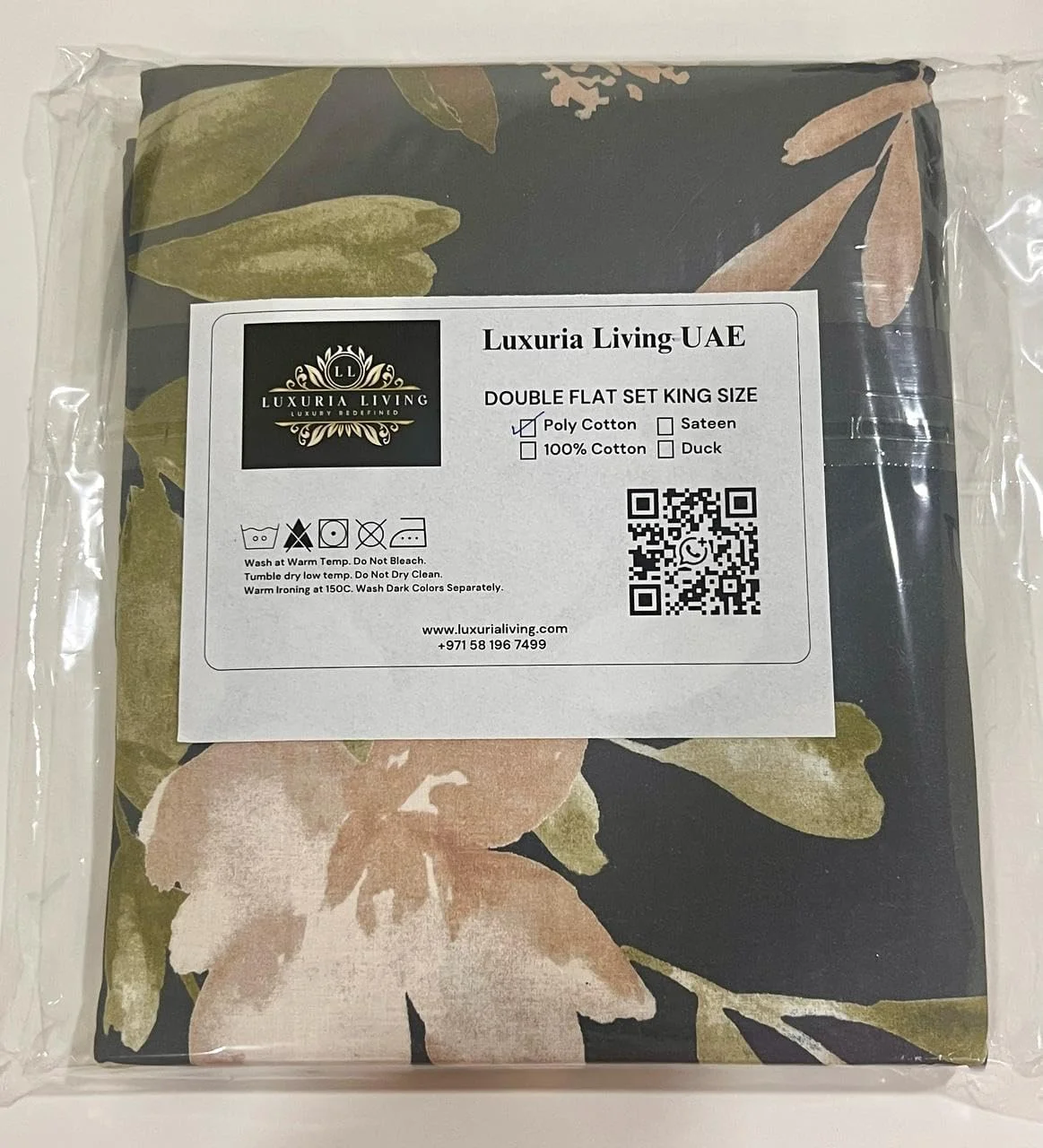 سرویس ملحفه دونفره بزرگ Luxuria Living UAE، پلی کتان، خاکستری با طرح گل صورتی، ملحفه تخت دوبل با 2 روبالشتی سرویس ملحفه دونفره بزرگ Luxuria Living UAE، پلی کتان، خاکستری با طرح گل صورتی، ملحفه تخت دوبل با 2 روبالشتی