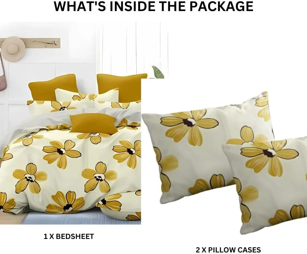 ملحفه کش‌دار طرح‌دار پنبه‌ای با طرح گل لوکس – ست 3 تکه، کینگ و کوئین | نرم و تنفس‌پذیر (کینگ، شکوفه جسورانه)