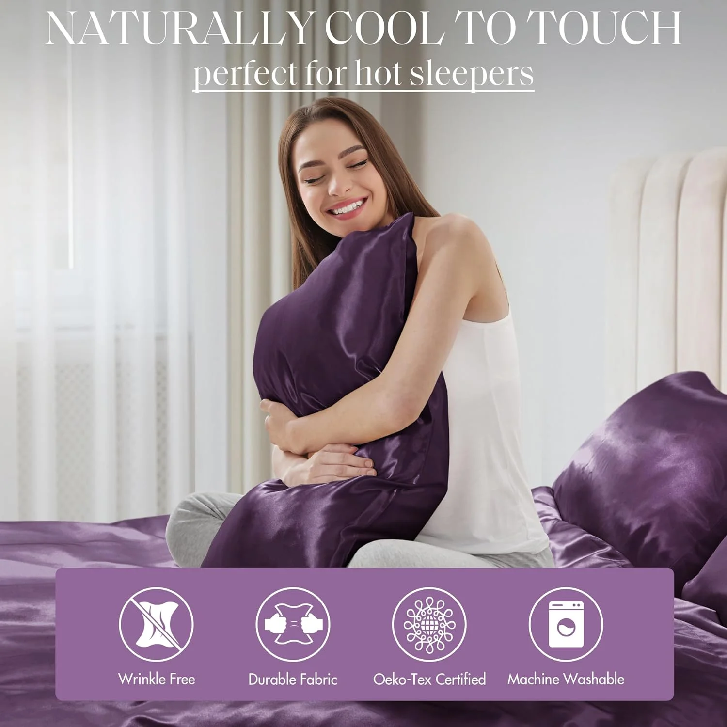 ست ملحفه ساتن Madison Park Essentials، لوکس و ابریشمی با درخشش طبیعی، کش دار با جیب 14 اینچی مناسب برای تشک تا 16 اینچ، کش دور تا دور - مناسب برای تمام فصول، سایز کوئین، بنفش، 6 تکه ست ملحفه ساتن Madison Park Essentials، لوکس و ابریشمی با درخشش طبیعی، کش دار با جیب 14 اینچی مناسب برای تشک تا 16 اینچ، کش دور تا دور - مناسب برای تمام فصول، سایز کوئین، بنفش، 6 تکه