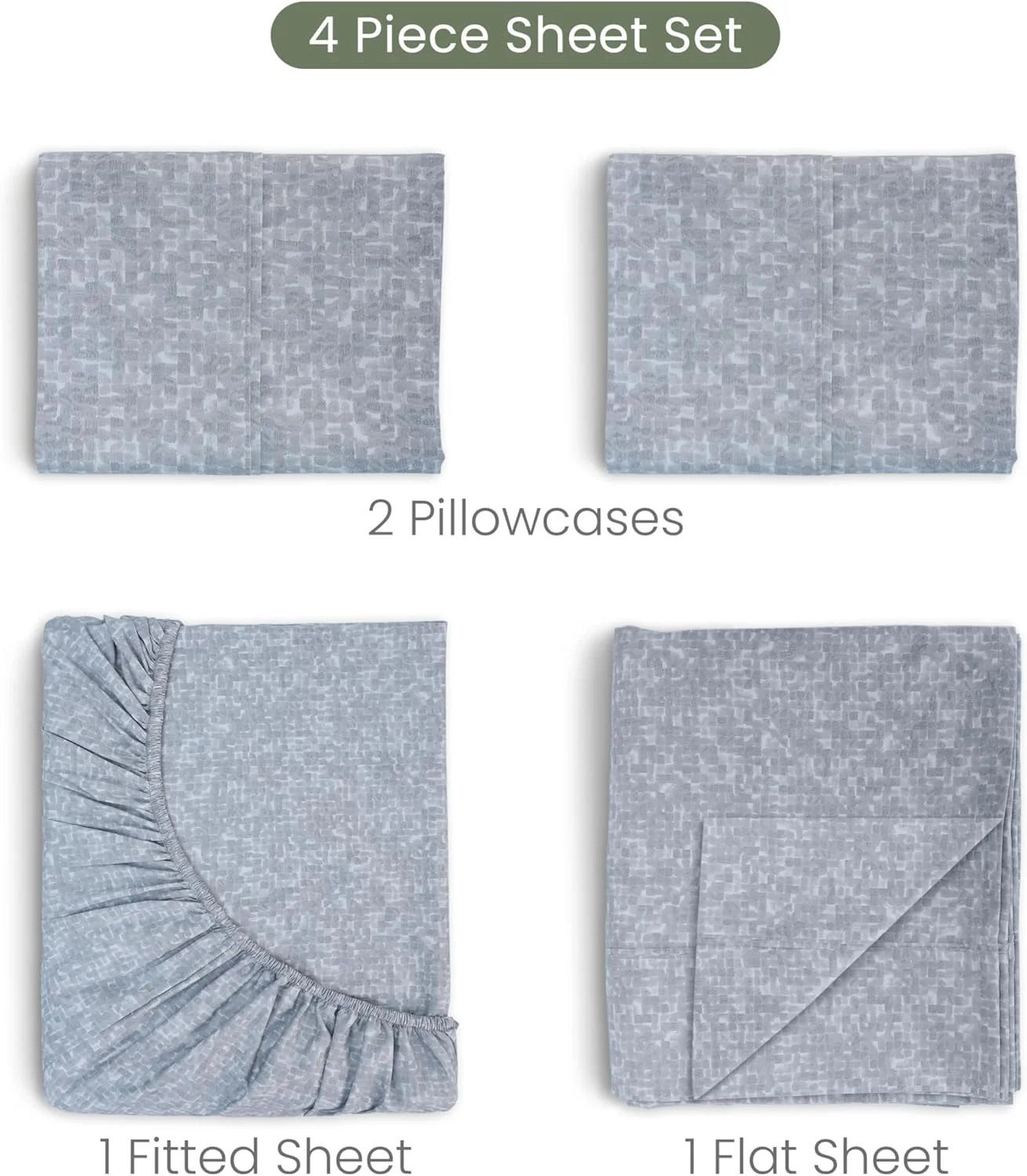 ست ملحفه 4 تکه Martex Restore Echo - مناسب تخت سایز کینگ - ملحفه های کینگ - ترکیبی از پنبه و تنسل - فوق العاده نرم - تنفس پذیر - نگهداری آسان - ذغالی