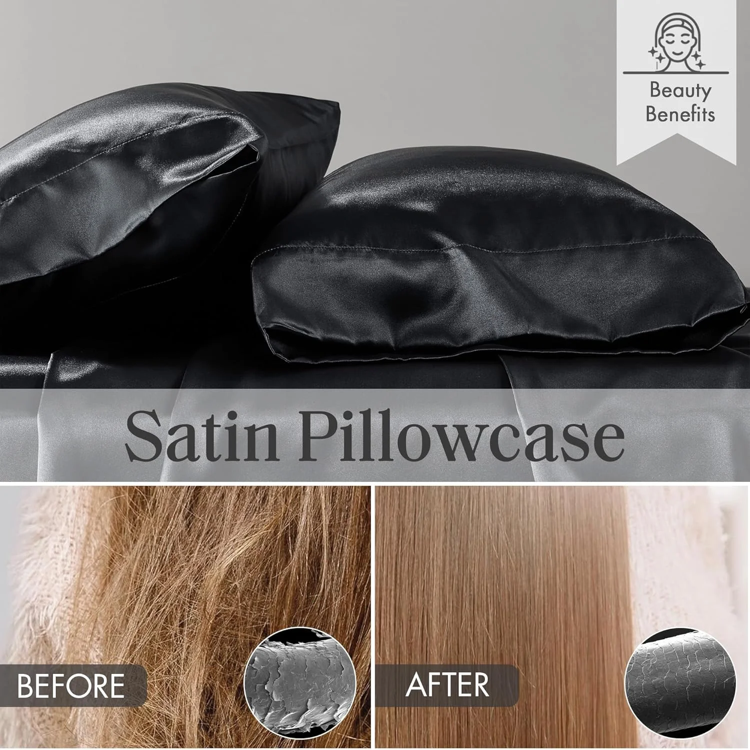 ست ملحفه ساتن Madison Park Essentials، لوکس و ابریشمی با درخشش طبیعی، جیب عمیق ممتاز 16 اینچی، کش دوزی کامل - مناسب برای تمام فصول، سایز کامل، مشکی، 6 تکه