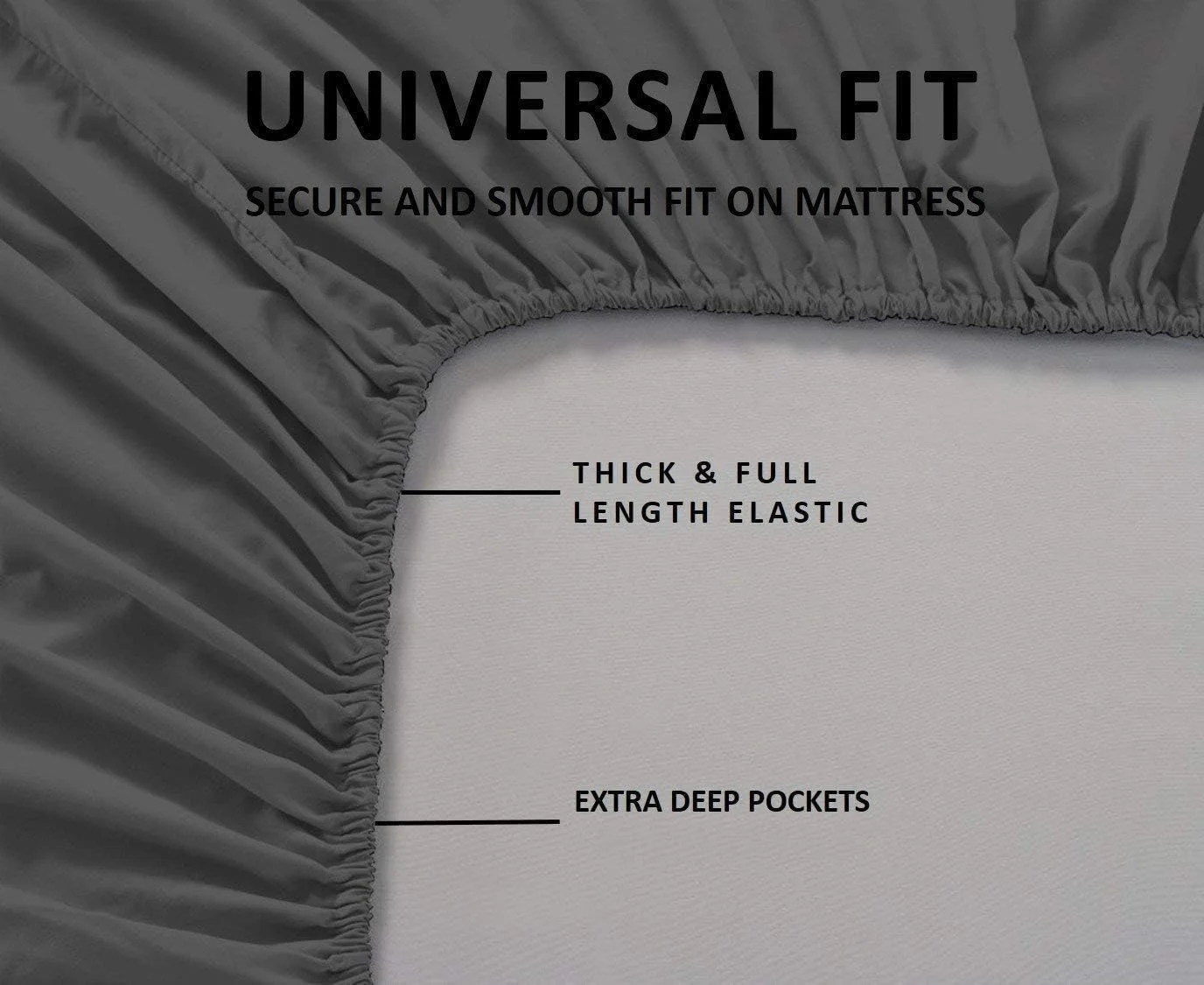 ست ملحفه 6 تکه دونفره متریس هومز، 600 نخ، ملحفه های پنبه ای مصری، ست ملحفه 6 تکه سایز دونفره، کالکشن لوکس هتلی، ملحفه خاکستری تیره، مناسب تشک تا عمق 18 اینچ