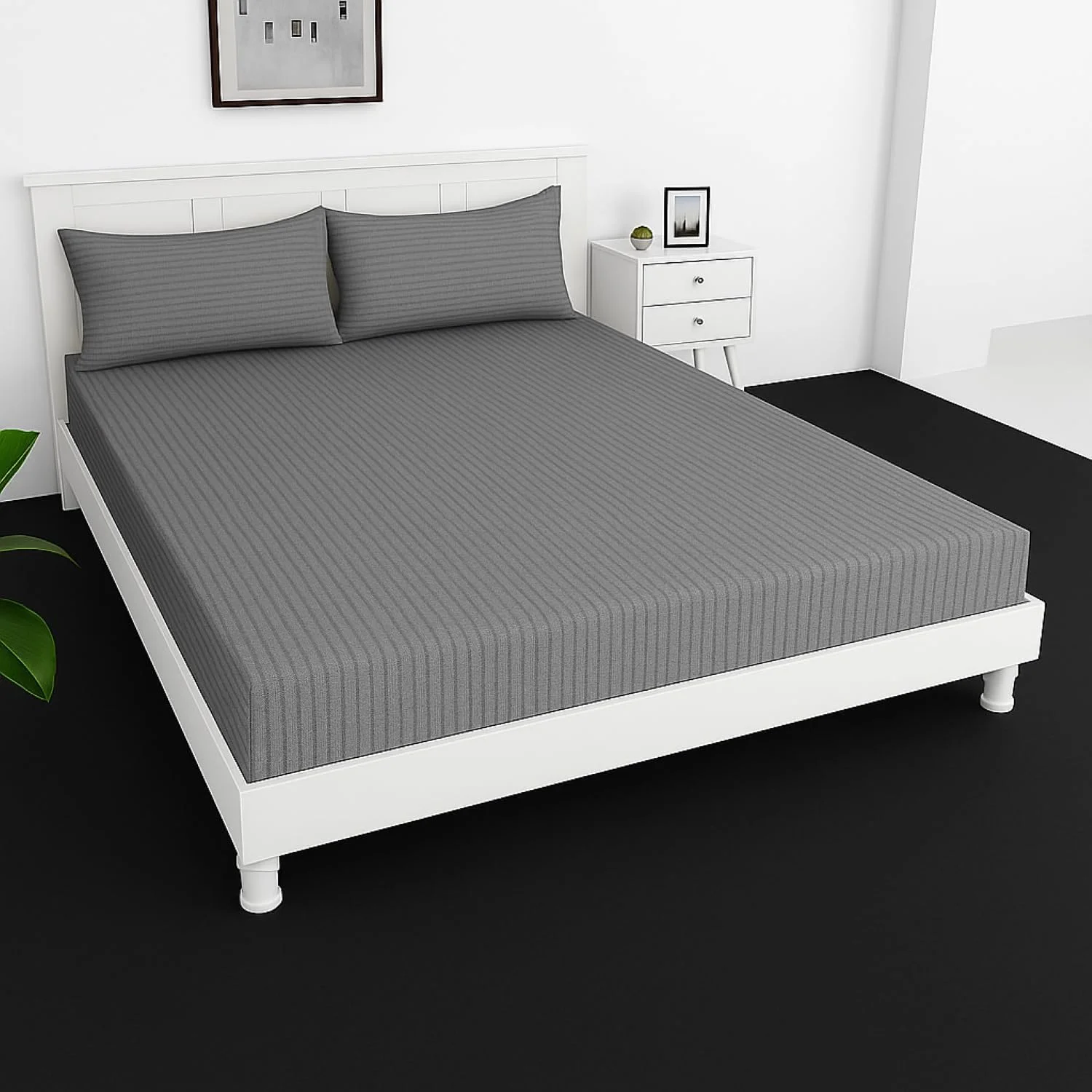 ست ملحفه کش دار عمیق با رو بالشتی (خاکستری، کویین (150x200+30 سانتی متر)) ست ملحفه کش دار عمیق با رو بالشتی (خاکستری، کویین (150x200+30 سانتی متر))