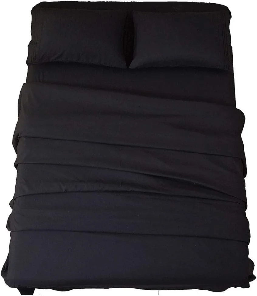 ست ملحفه تخت خواب سونورو کیت، میکروفایبر فوق العاده نرم، بافت 1800، ملحفه های لوکس، جیب عمیق 18 اینچی، ضد چروک و ضد حساسیت - 4 تکه (کالیفرنیا کینگ مشکی) ست ملحفه تخت خواب سونورو کیت، میکروفایبر فوق العاده نرم، بافت 1800، ملحفه های لوکس، جیب عمیق 18 اینچی، ضد چروک و ضد حساسیت - 4 تکه (کالیفرنیا کینگ مشکی)