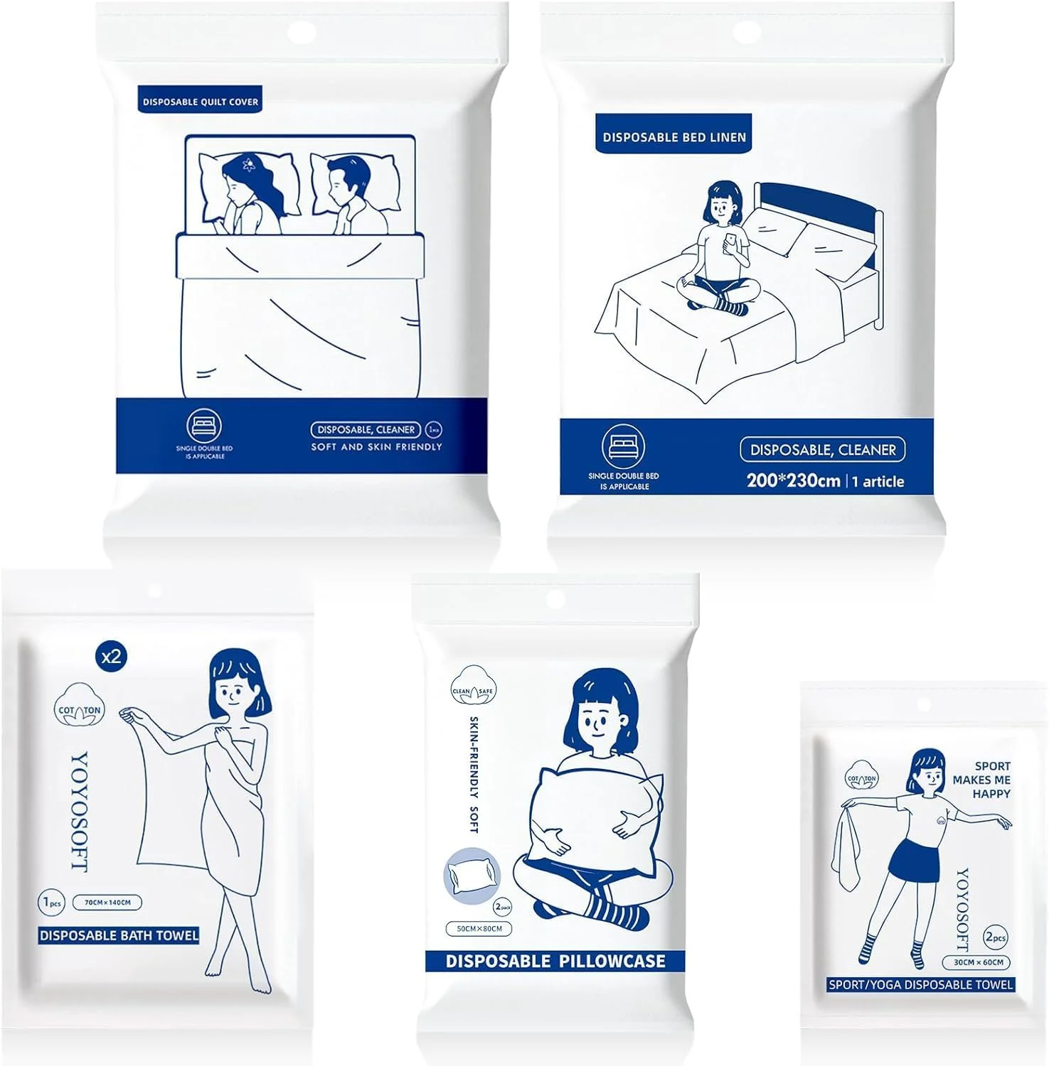 ملحفه یکبار مصرف مسافرتی، ست ملحفه مسافرتی 8 تکه - سایز کینگ، لوازم ضروری هتل شامل روکش لحاف، 2 روبالشی، 2 حوله حمام، 2 حوله صورت ملحفه یکبار مصرف مسافرتی، ست ملحفه مسافرتی 8 تکه - سایز کینگ، لوازم ضروری هتل شامل روکش لحاف، 2 روبالشی، 2 حوله حمام، 2 حوله صورت