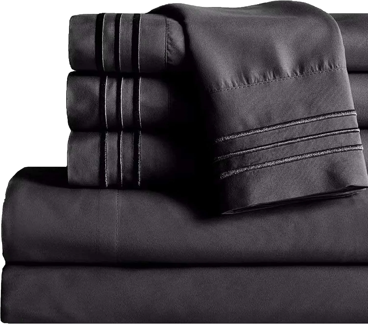 ست ملحفه تخت دونفره Mocassi - ملحفه و روبالشتی های لوکس هتلی با بافت 1800 - ملحفه های فوق العاده نرم، تنفس پذیر و خنک - جیب عمیق - مقاوم در برابر چروک - ست 6 تکه - دونفره، مشکی ست ملحفه تخت دونفره Mocassi - ملحفه و روبالشتی های لوکس هتلی با بافت 1800 - ملحفه های فوق العاده نرم، تنفس پذیر و خنک - جیب عمیق - مقاوم در برابر چروک - ست 6 تکه - دونفره، مشکی