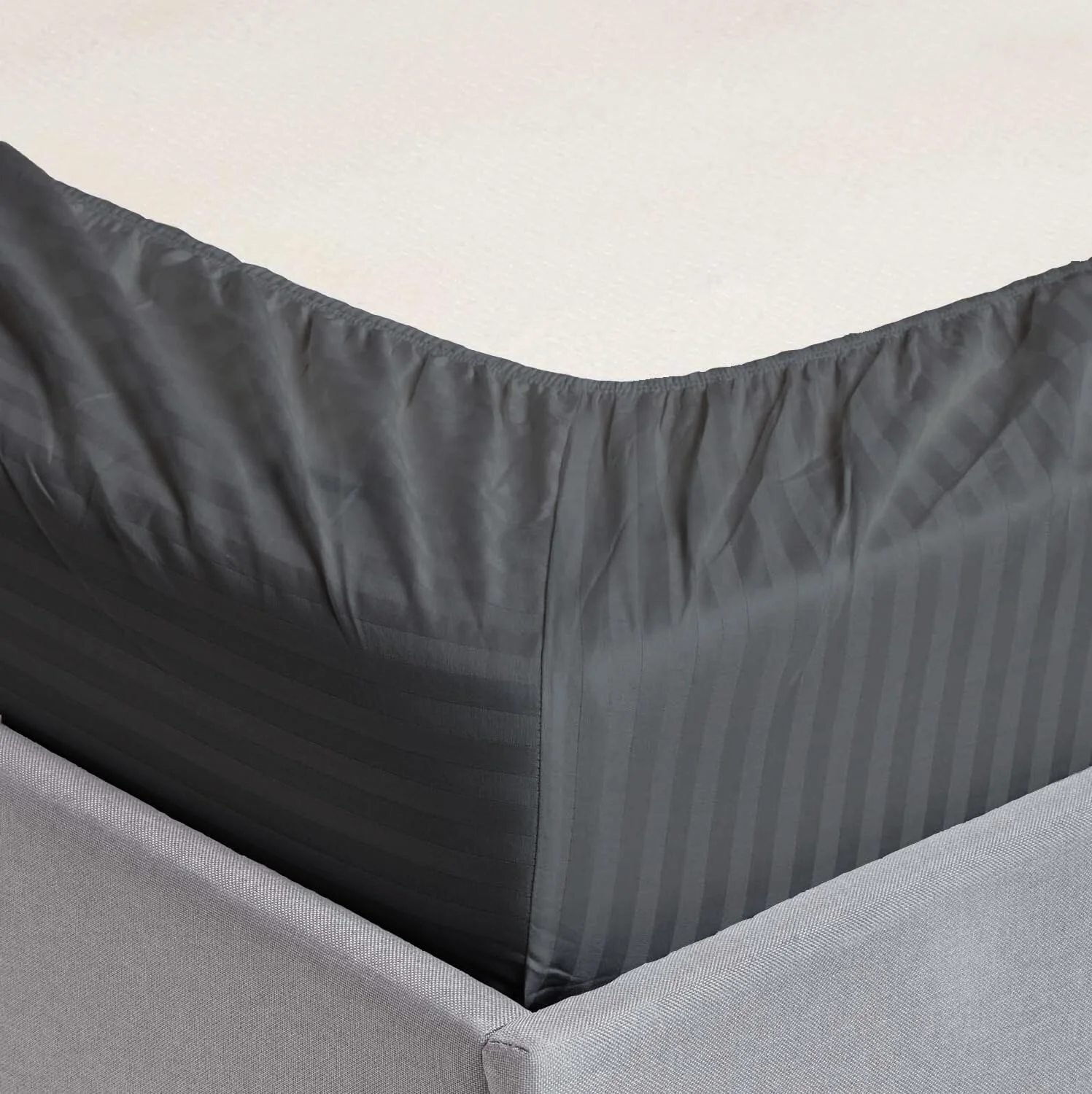 ست ملحفه کش دار عمیق با رو بالشتی (خاکستری، کویین (150x200+30 سانتی متر))