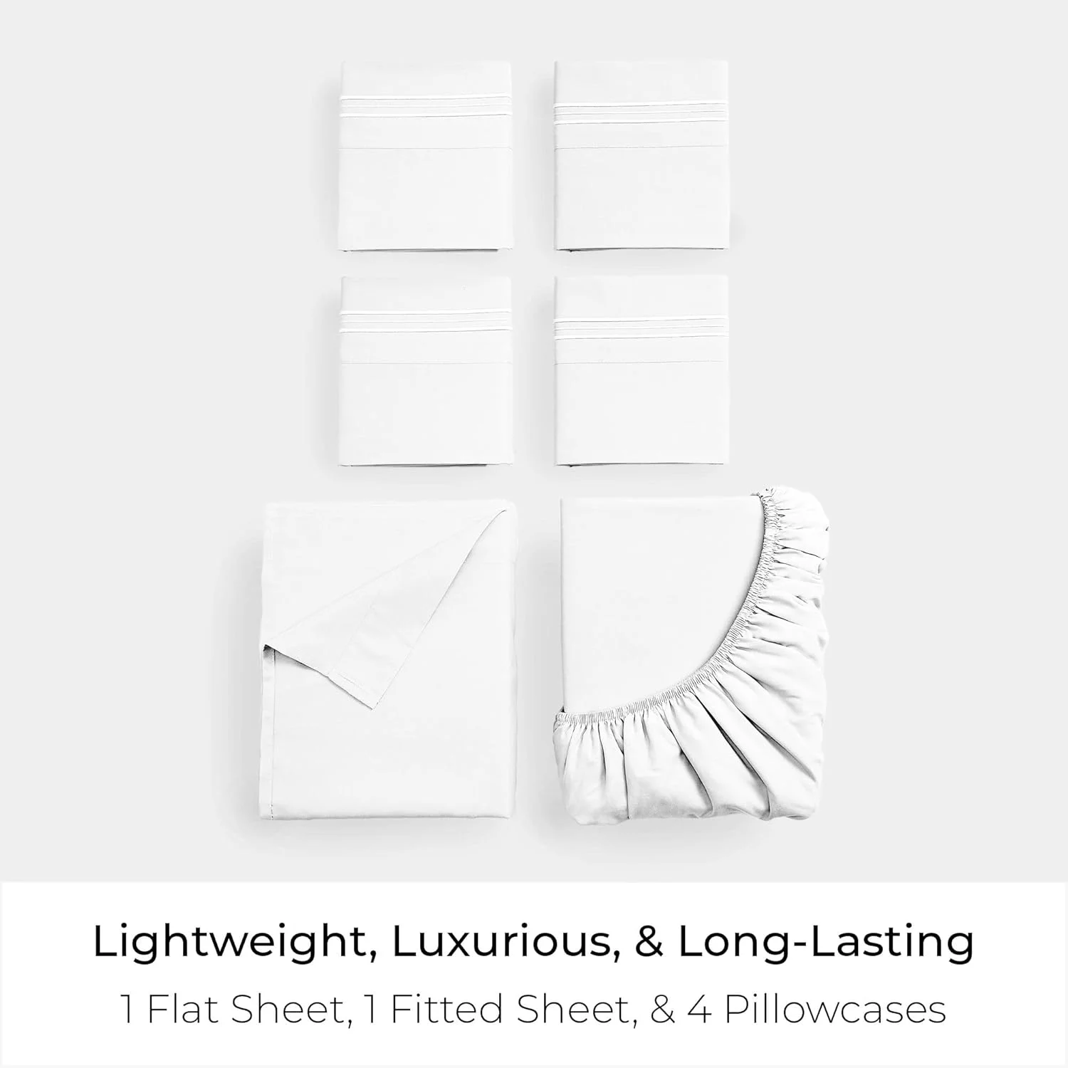 ست ملحفه 6 تکه ملانی سایز کوئین - ملحفه و روبالشتی های مجموعه آیکونیک - لوکس، فوق العاده نرم و خنک - جیب عمیق تا 16 اینچ - 6 تکه (کوئین، سفید با روبالشتی اضافی)