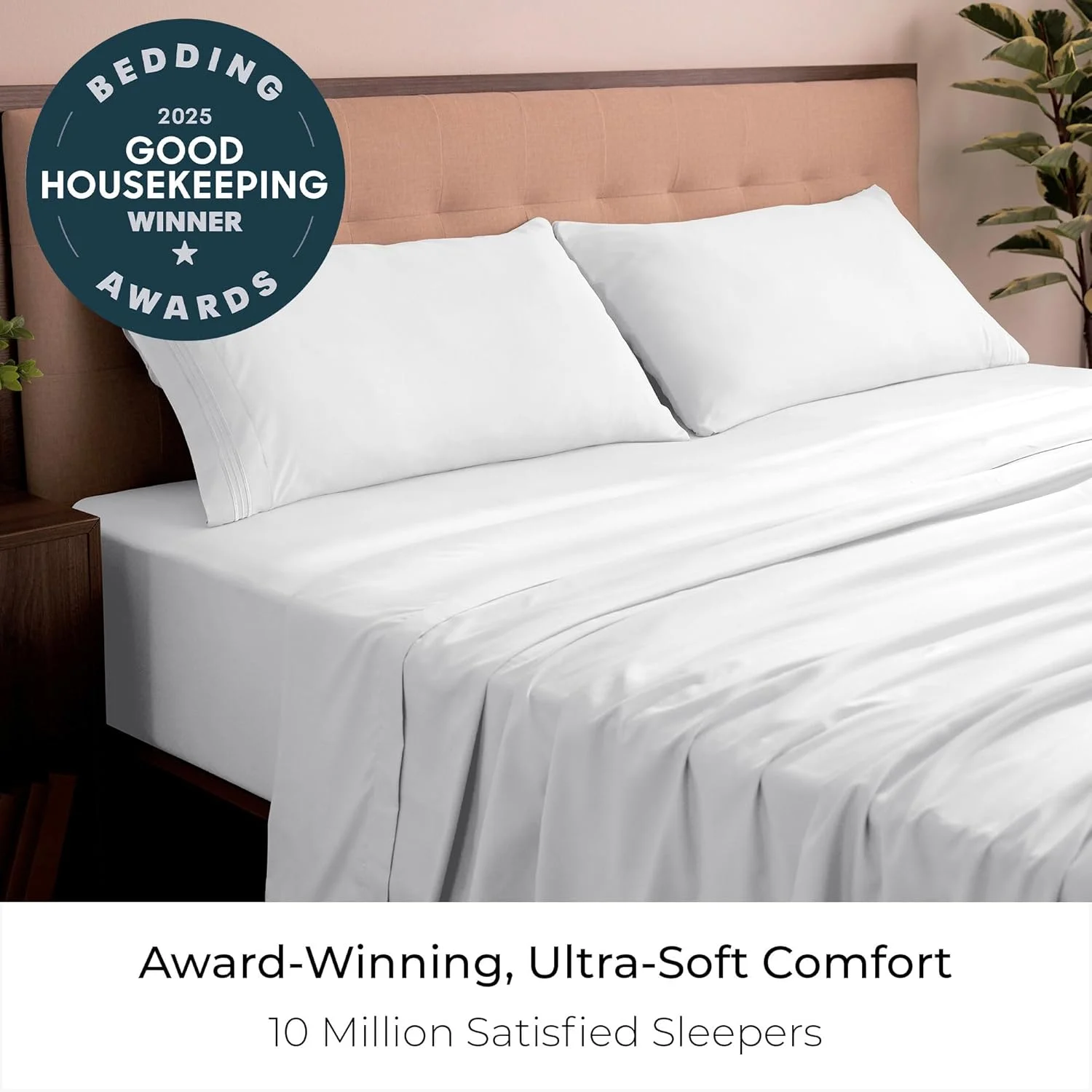 ست ملحفه تخت خواب ملانی - میکروفیبر برس خورده 1800 - مقاوم در برابر چروک، محو شدن و لکه - ضد حساسیت - 4 تکه (کینگ، سفید)