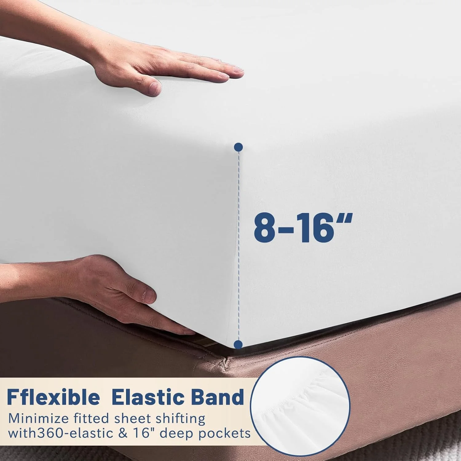 ملحفه های نخی سایز کینگ MEISHANG - ملحفه های 100% نخی با تراکم 600، ملحفه های خنک کننده ساتن نرم و تنفسی با جیب عمیق، ست 4 تکه سفید