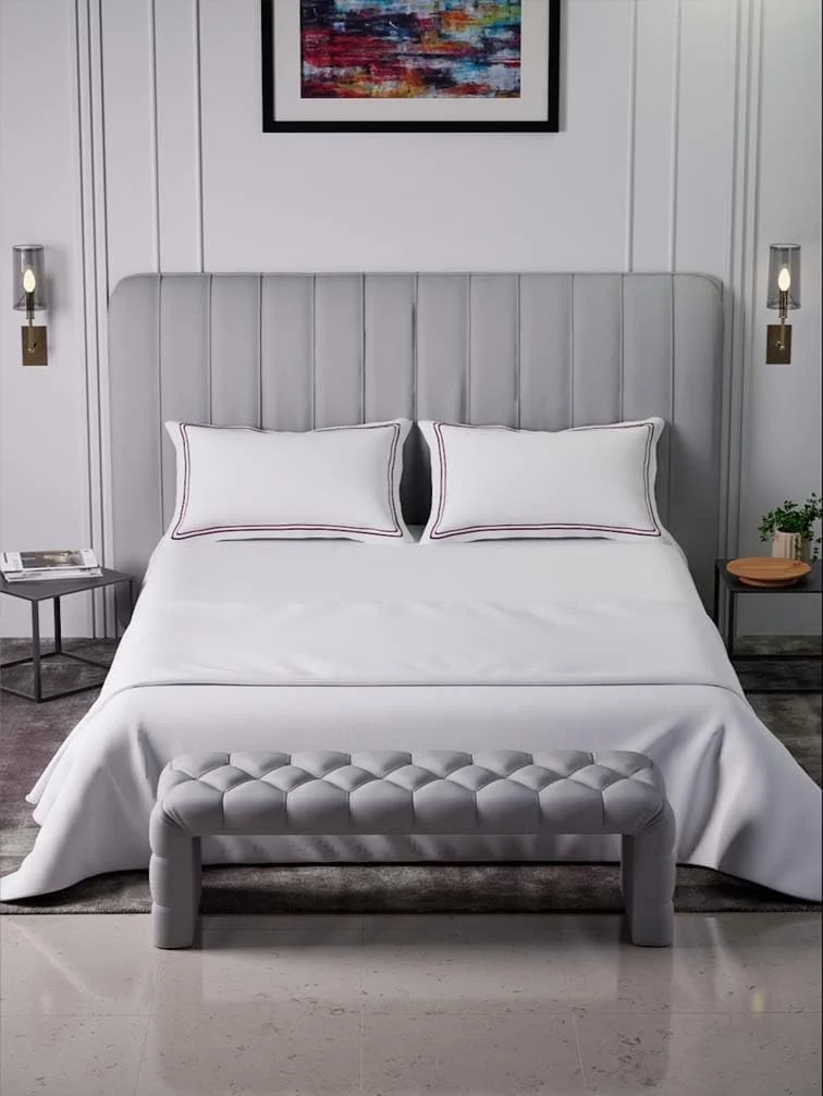 ملبری لیوینگ - 100% پنبه - 400TC رنگ سفید سلطنتی سایز کینگ (180x200 سانتی متر) ملحفه کش دار به همراه 2 روبالشتی (50x75 سانتی متر) - سفید