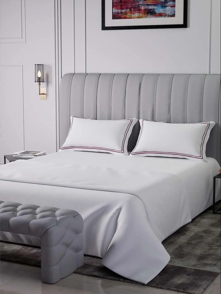ملبری لیوینگ - 100% پنبه - 400TC رنگ سفید سلطنتی سایز کینگ (180x200 سانتی متر) ملحفه کش دار به همراه 2 روبالشتی (50x75 سانتی متر) - سفید